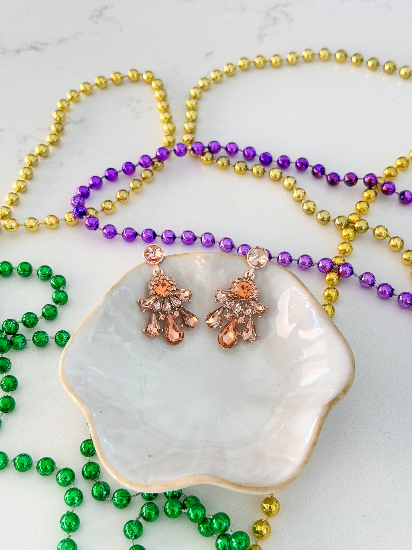 Rose Gold Cluster Drop Earrings