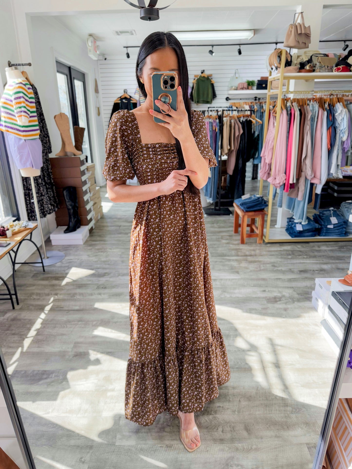 Chestnut Romantic Midi Dress