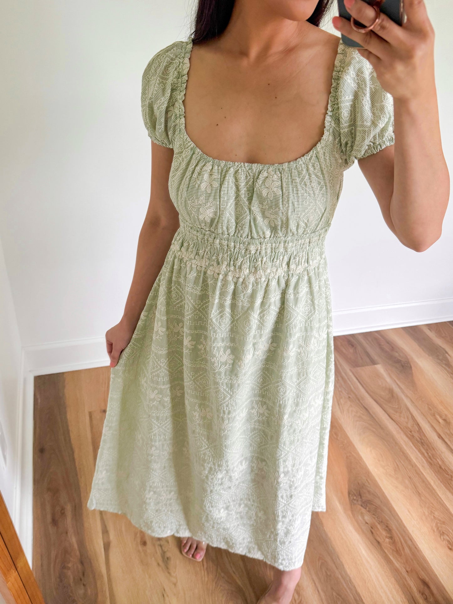 Embroidered Sage Maxi Dress