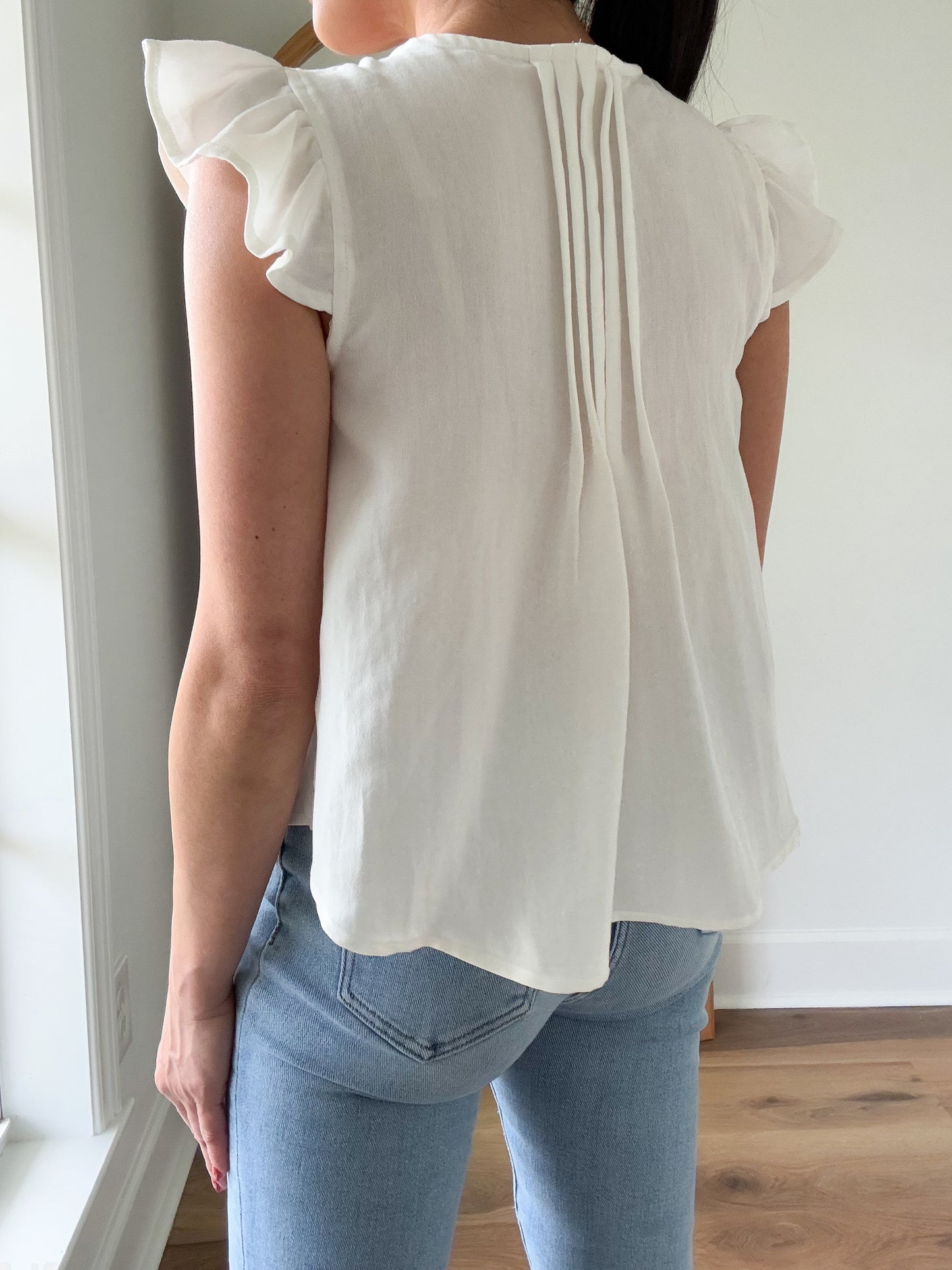 Pleated Ruffle Sleeve Top