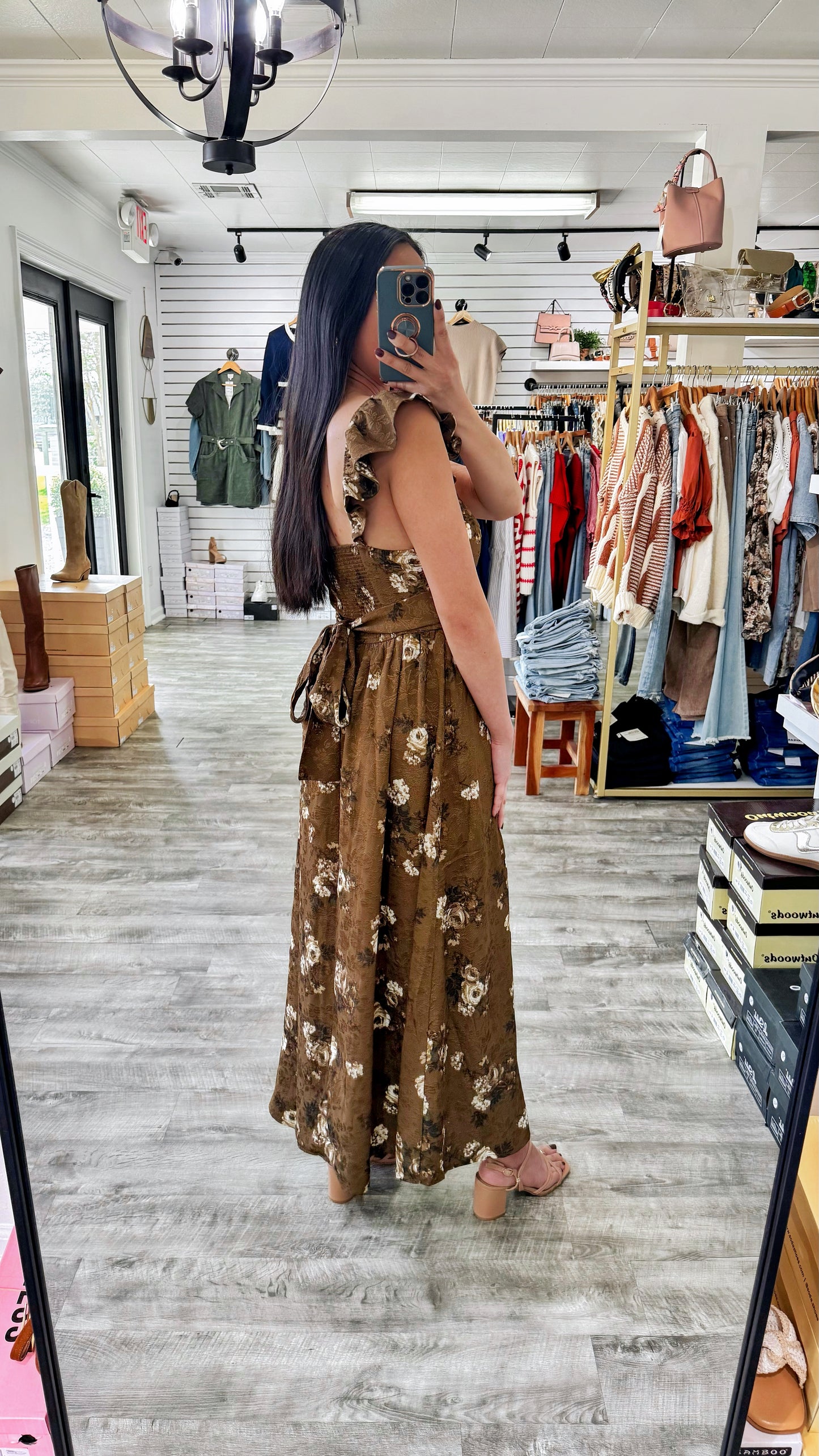 Jacquard Floral Midi Dress