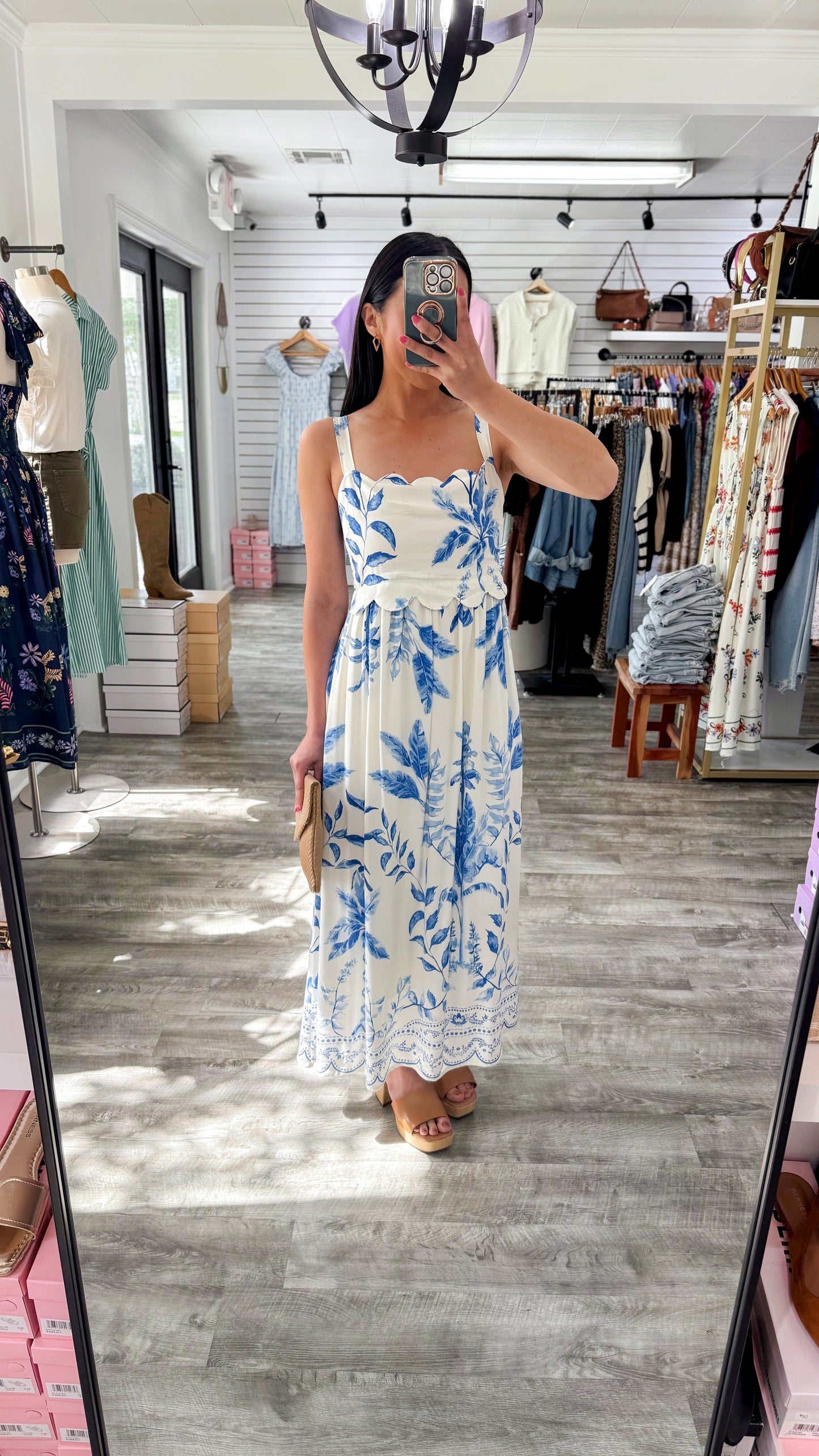 Coasting It Scallop Midi Dress