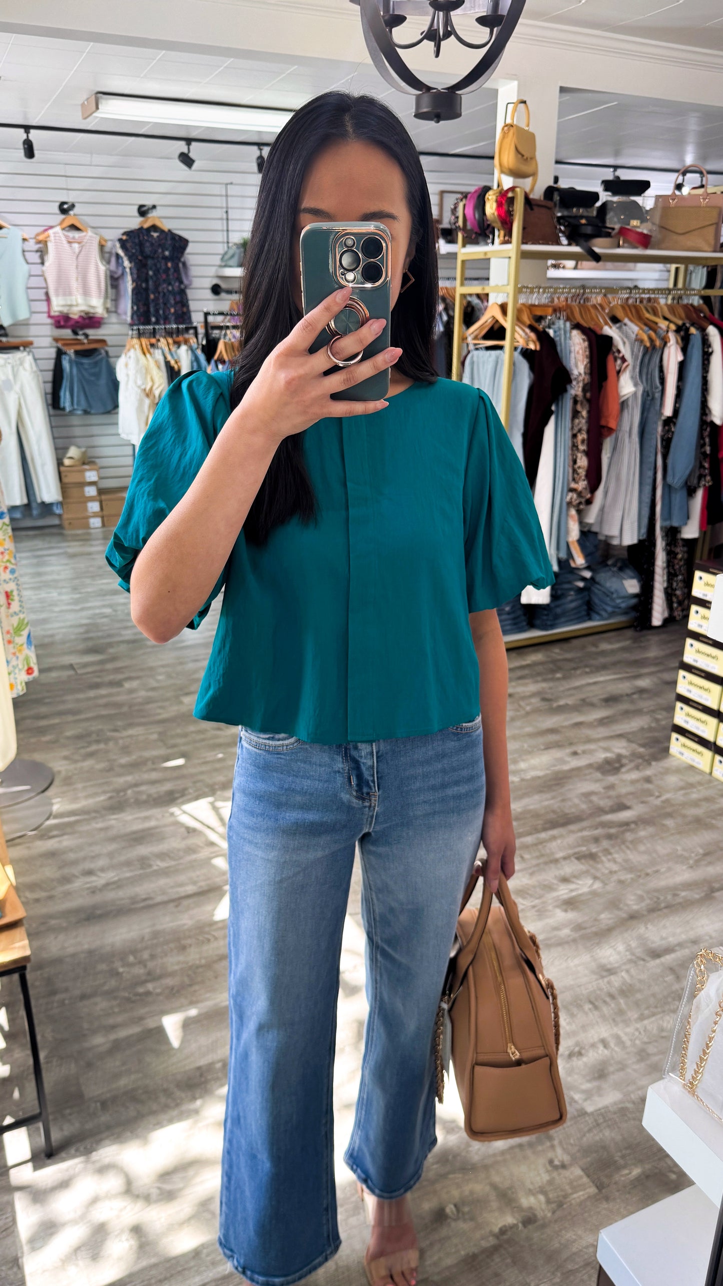 Alex Button Blouse-Teal