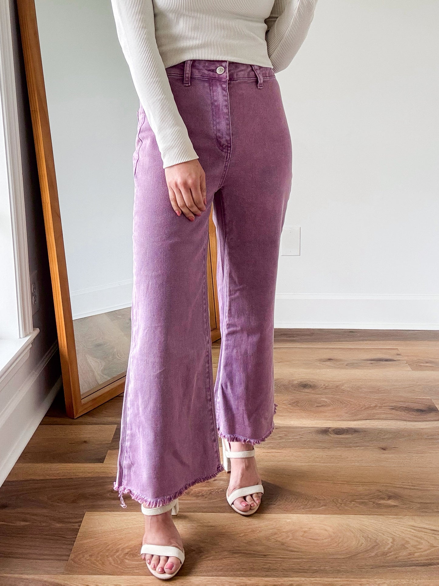 Acid Washed Purple Wide Leg Pants
