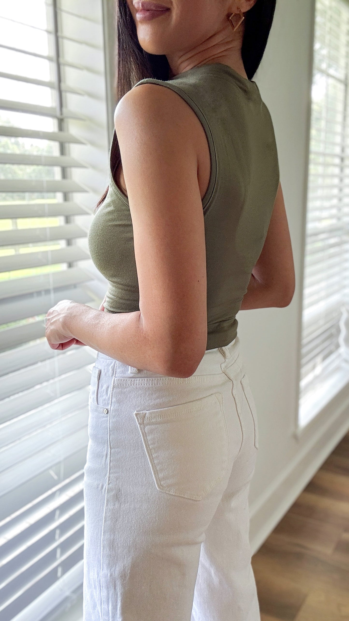Ruched Mock Top-Olive