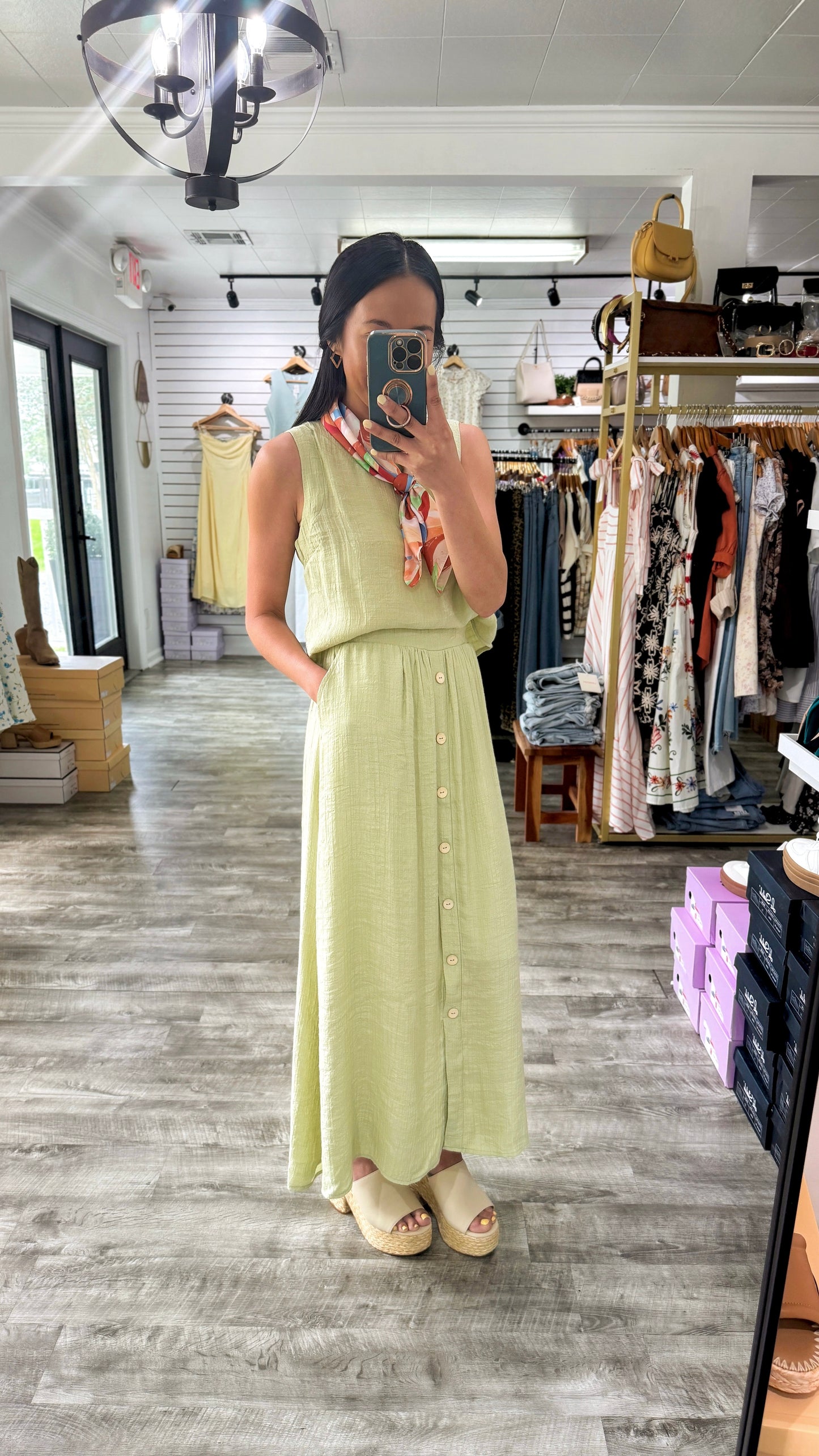 Olive Midi Skirt Set
