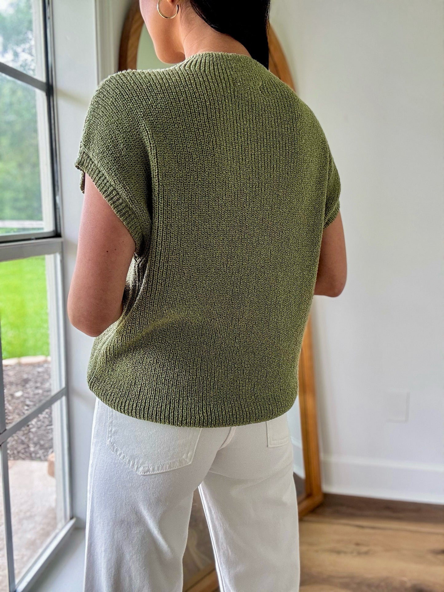 Olive Pocket Sweater Top