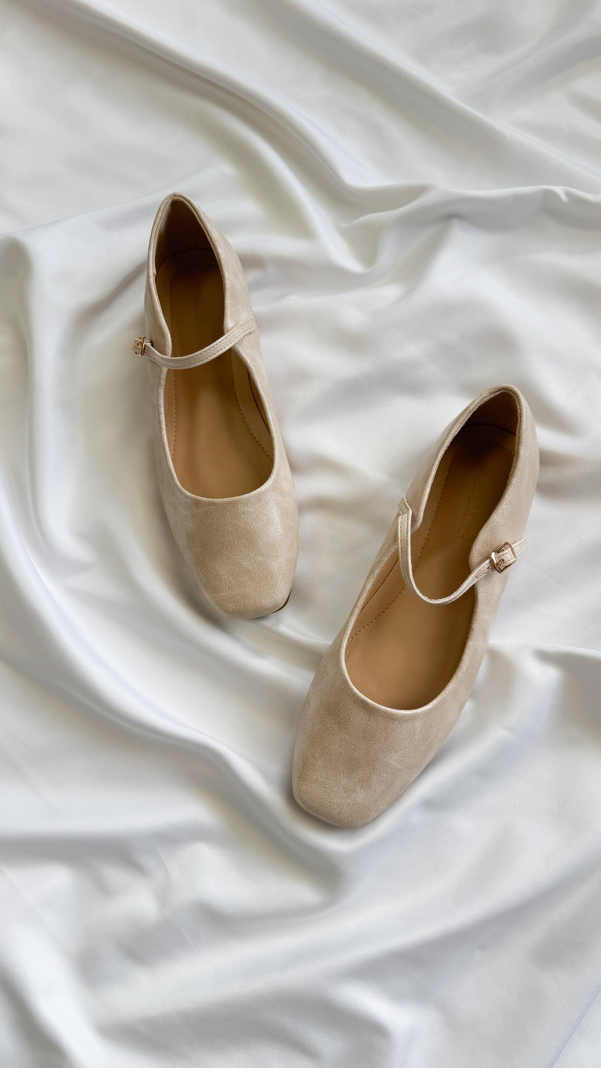 Beige Mary Jane Flats