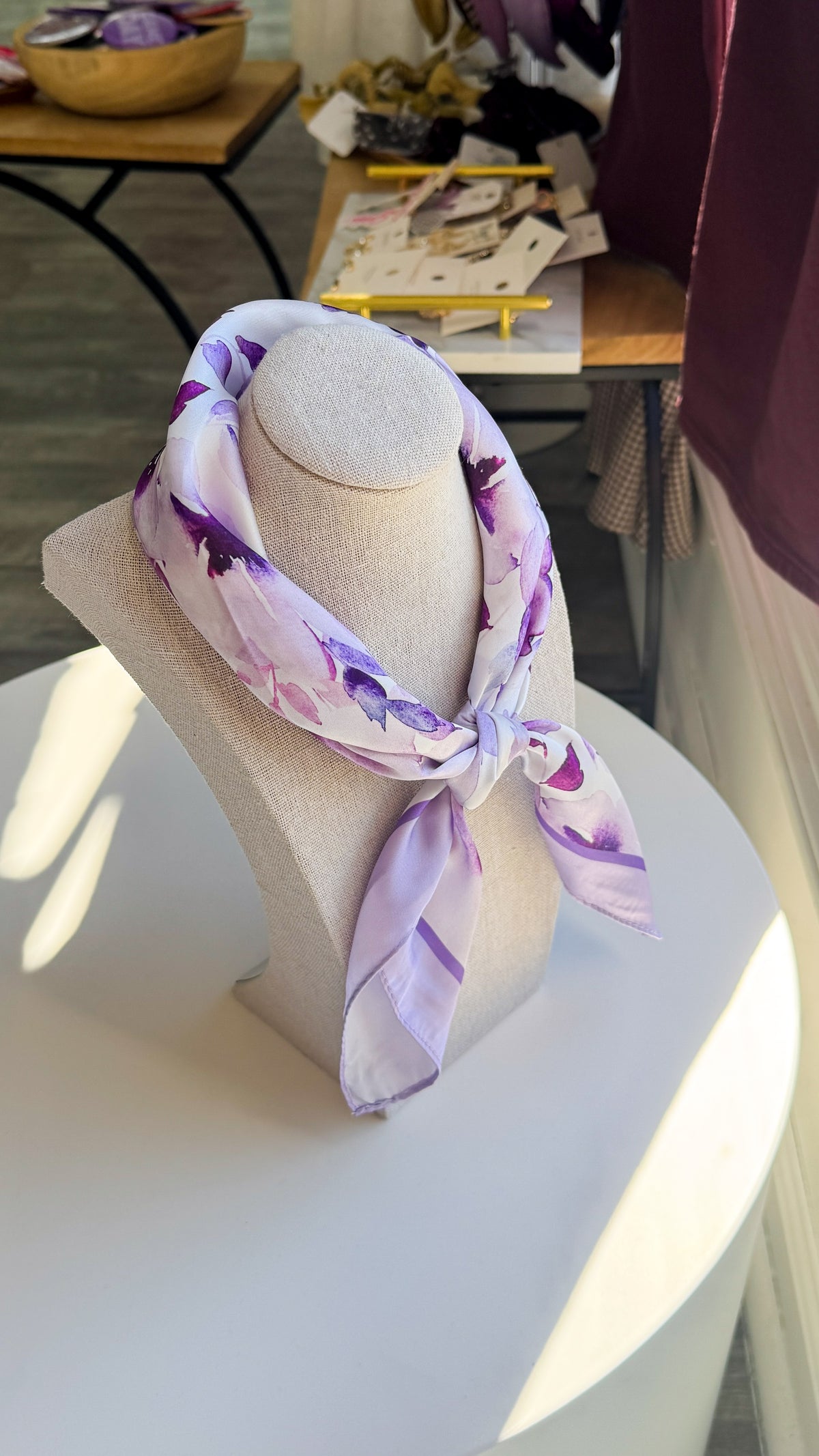 Purple Silk Bandana Scarf