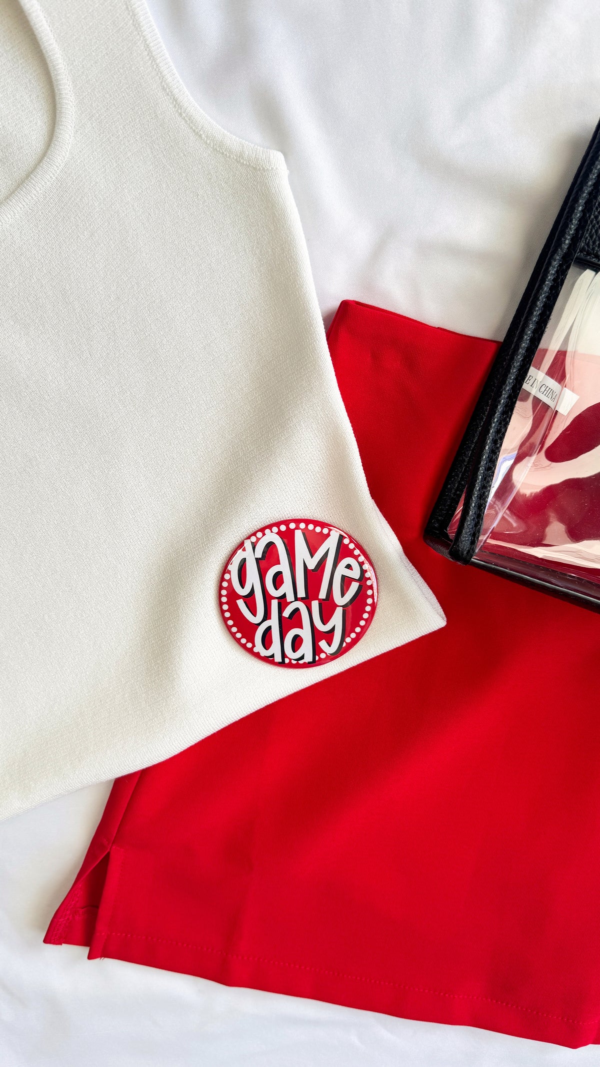 Red Game Day Polka Dots Button