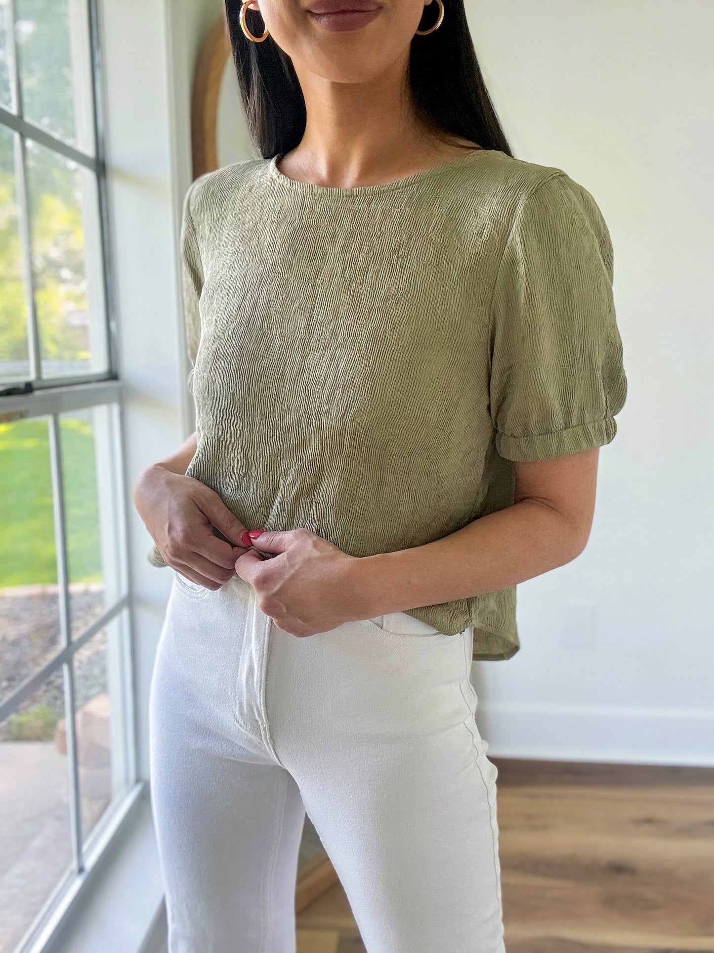 Back Bow Tie Top- Olive