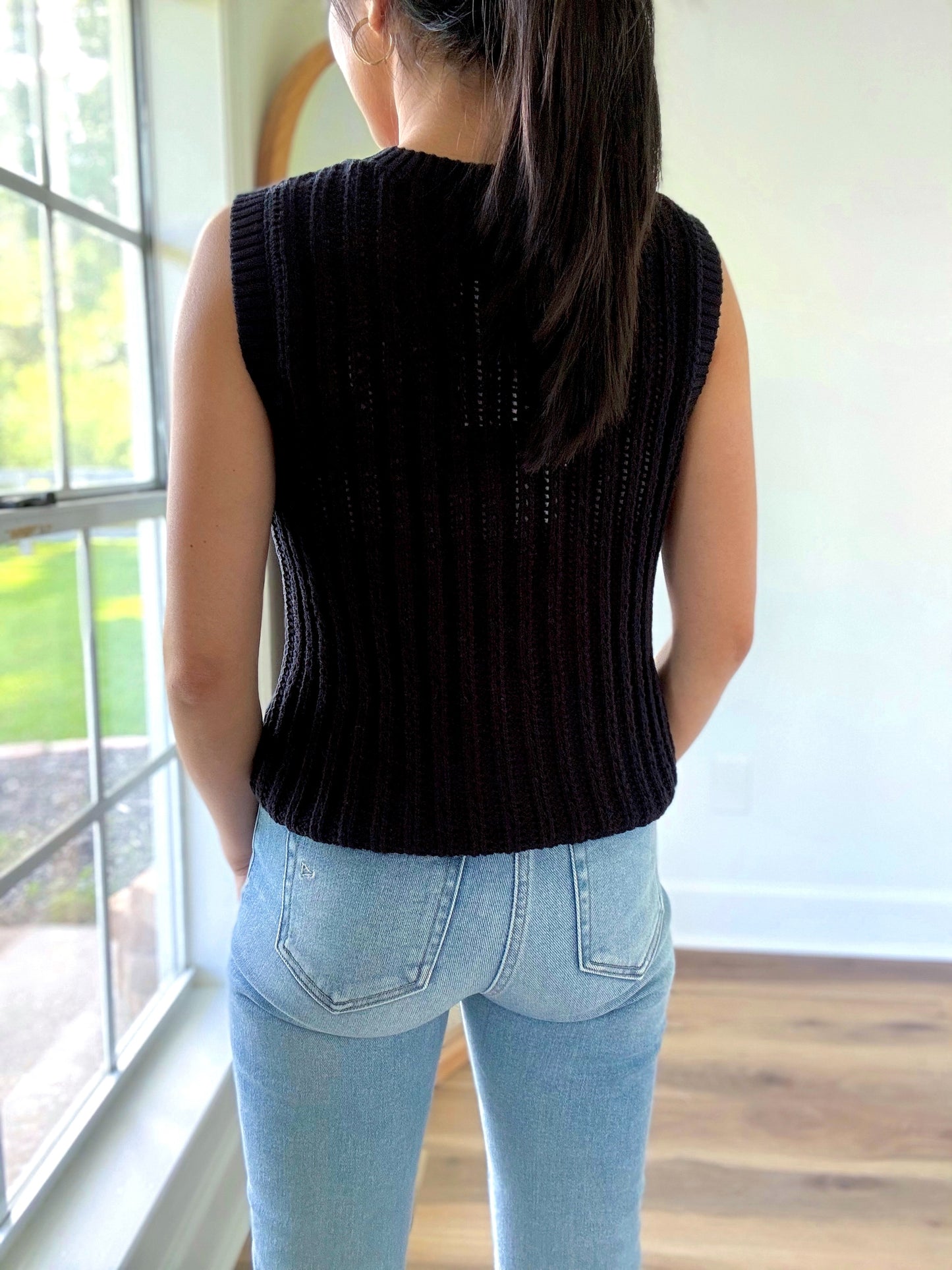 Black Buttoned Sweater Vest