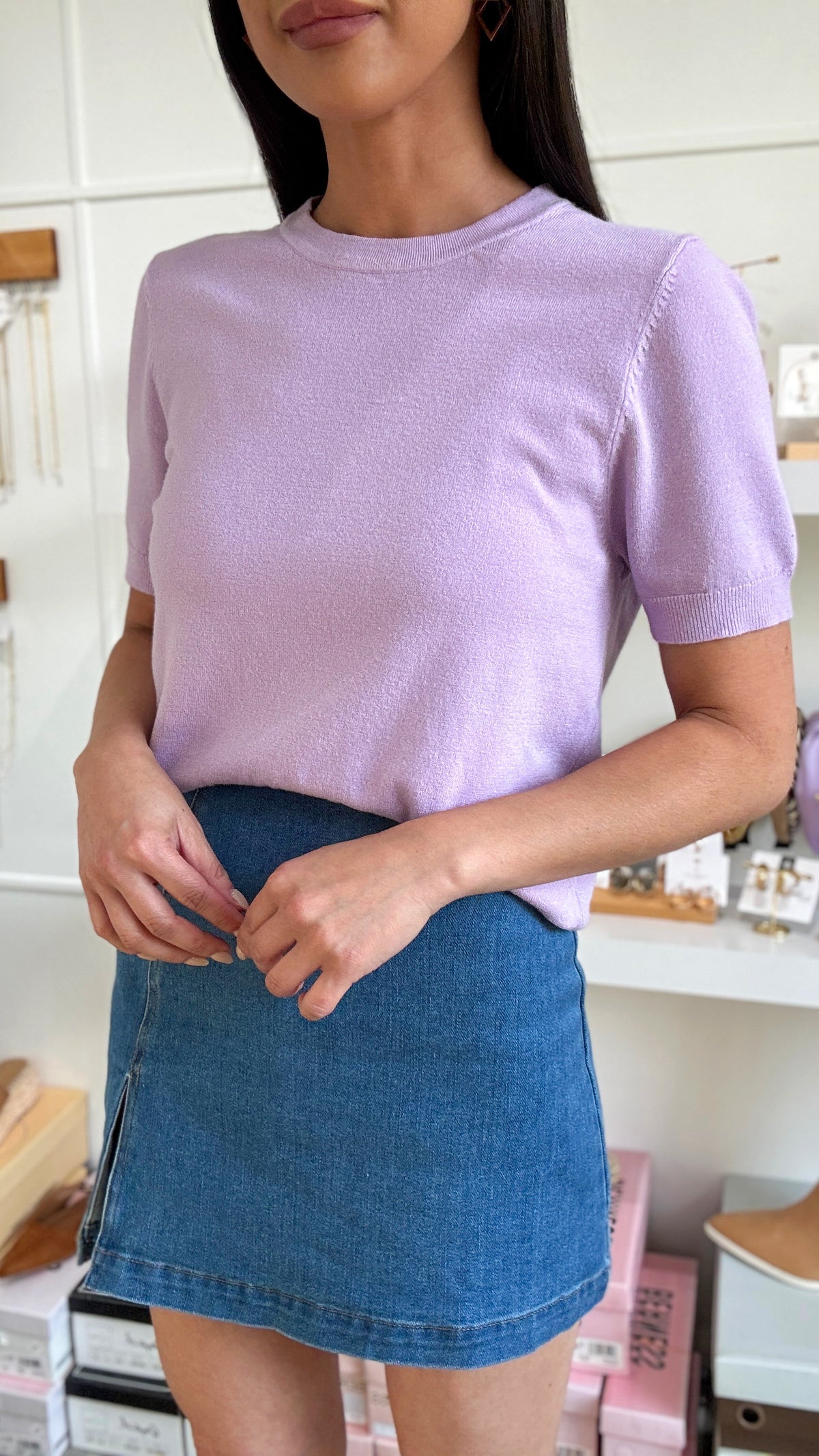 Lilac Basic Knit Top