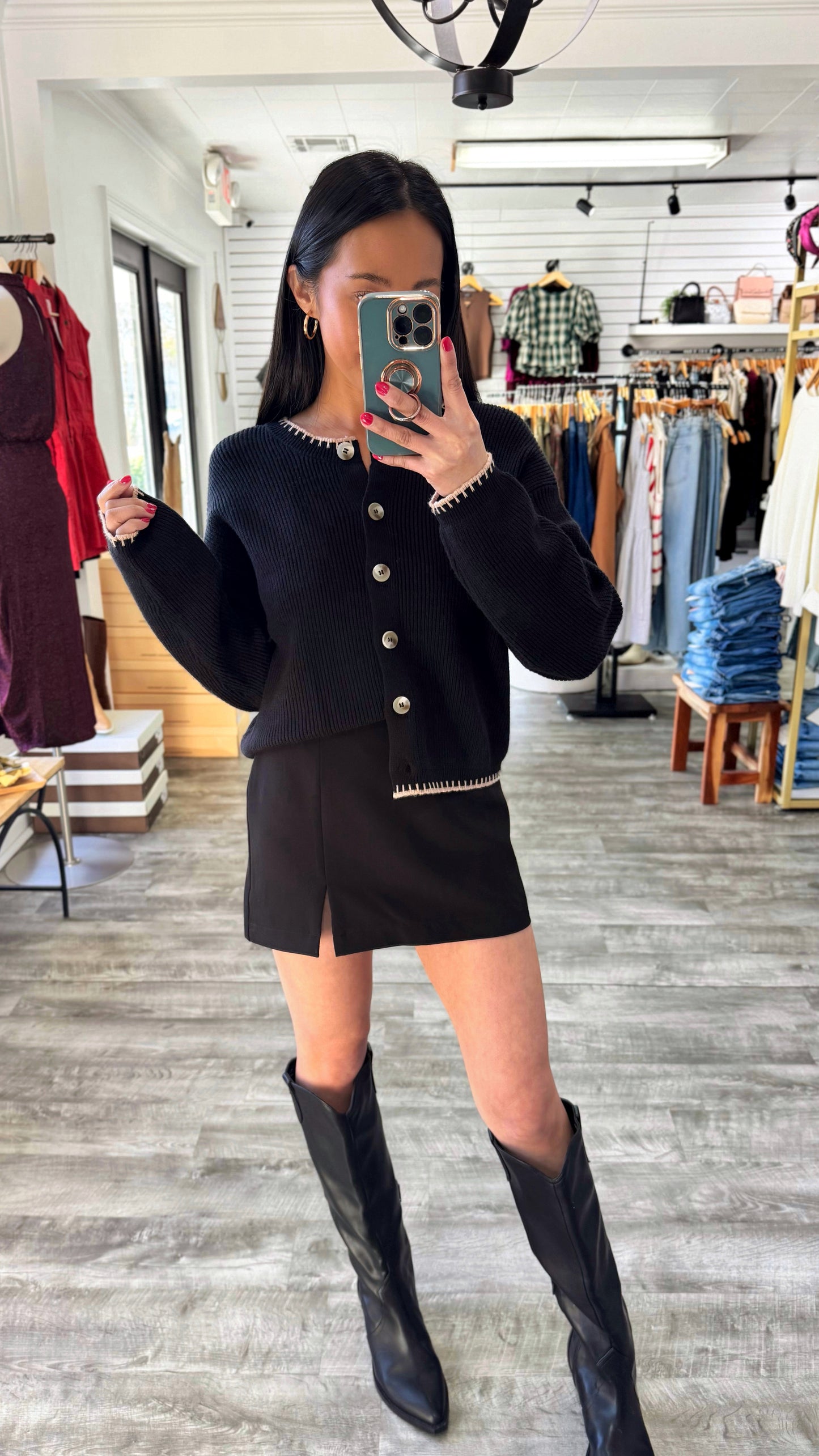 Contrast Trim Knit Cardigan