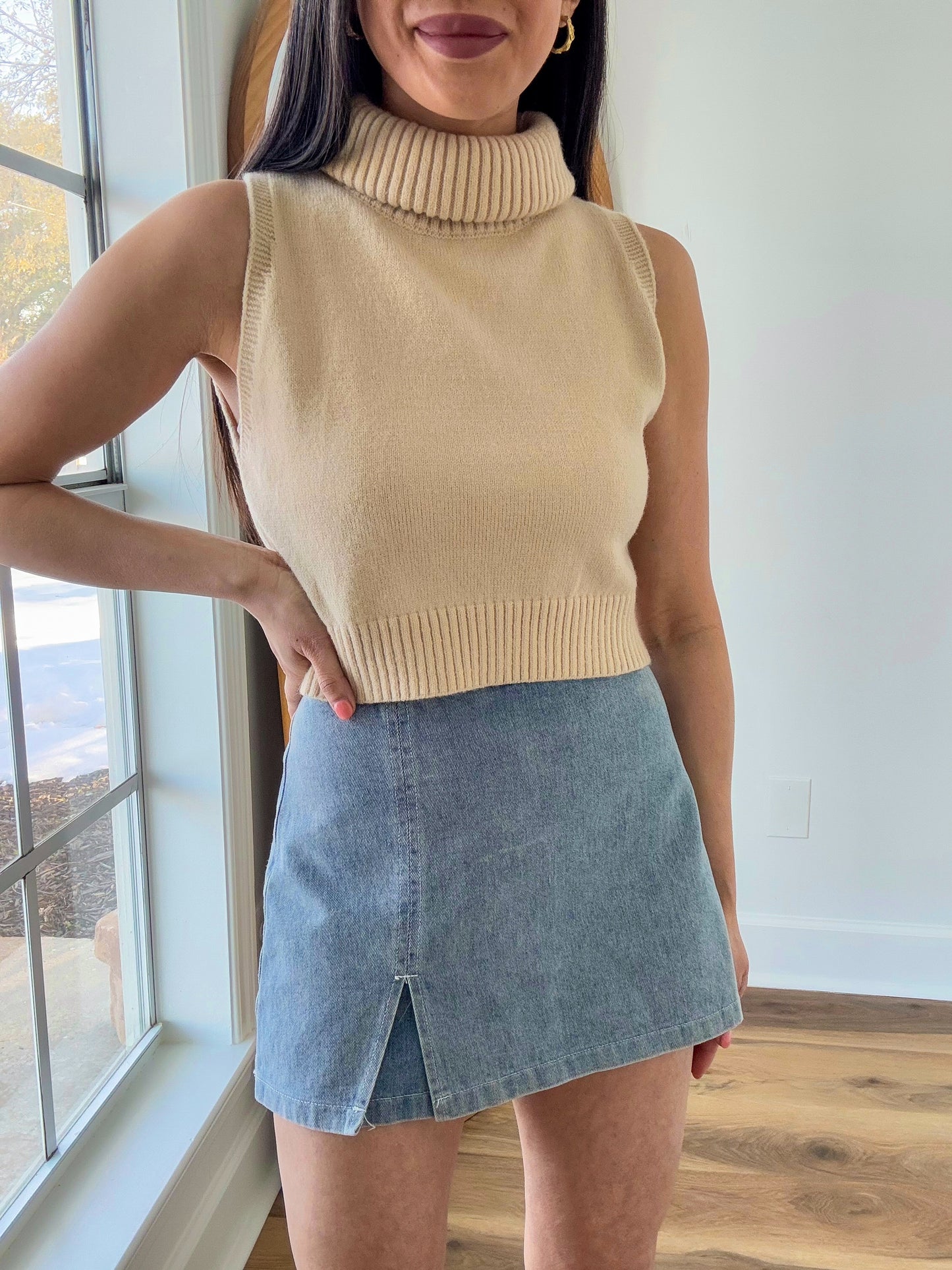 Alice Turtleneck Knit Cropped Top