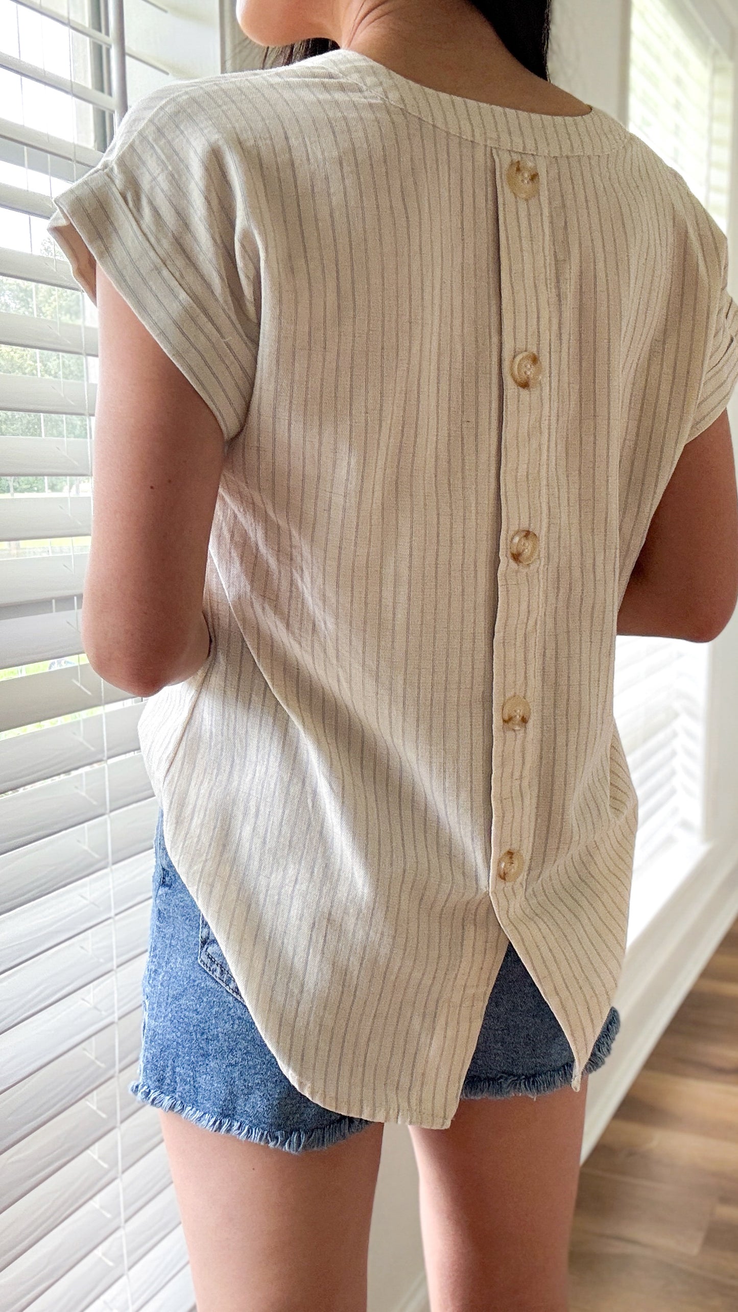 Back Button Split Top -L. blue