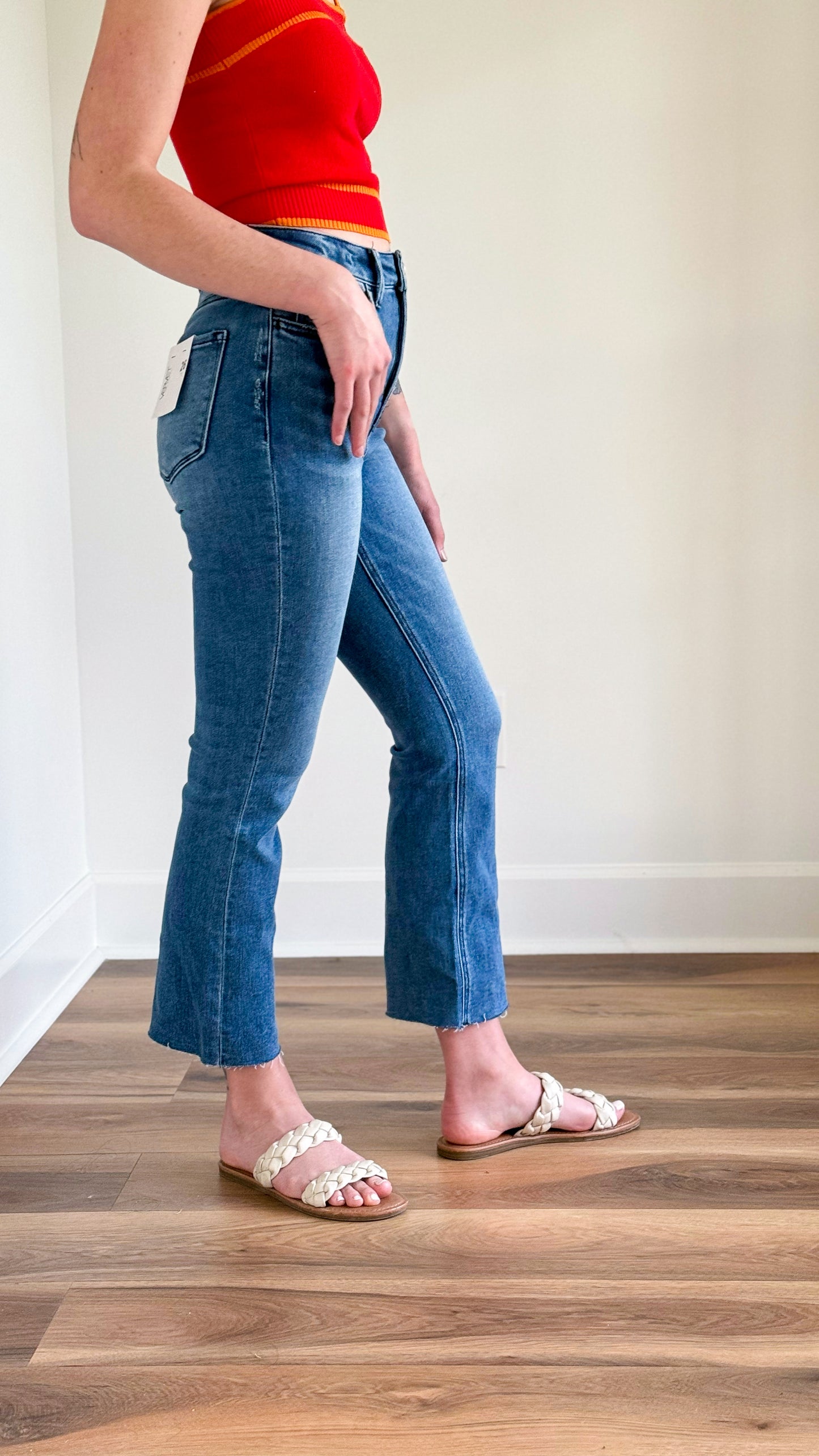 Selena Cropped Kick Flare Denim