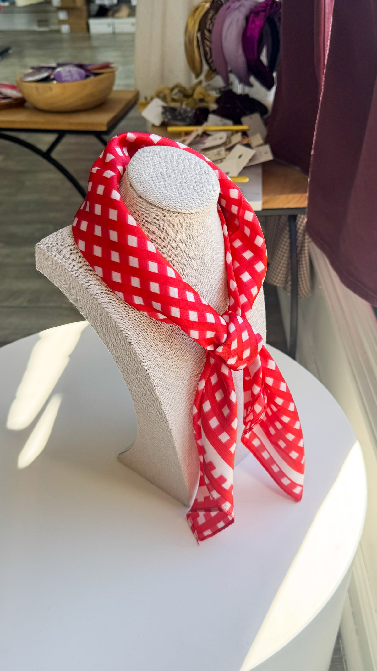Red Gingham Bandana Scarf