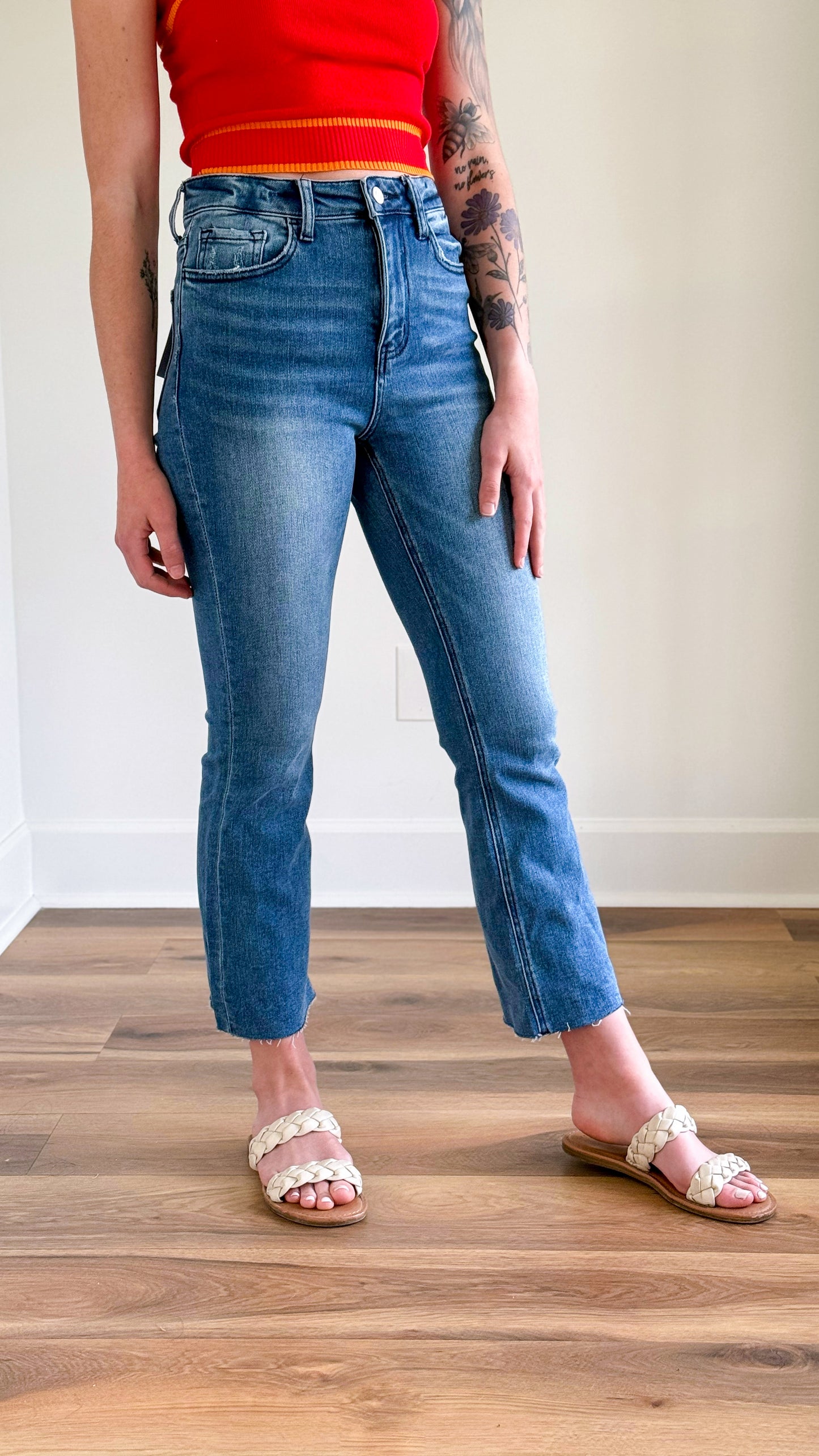 Selena Cropped Kick Flare Denim