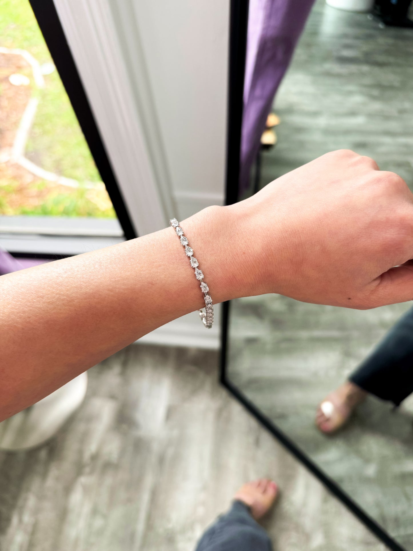 Rhinestone Chain Bracelet-Silver