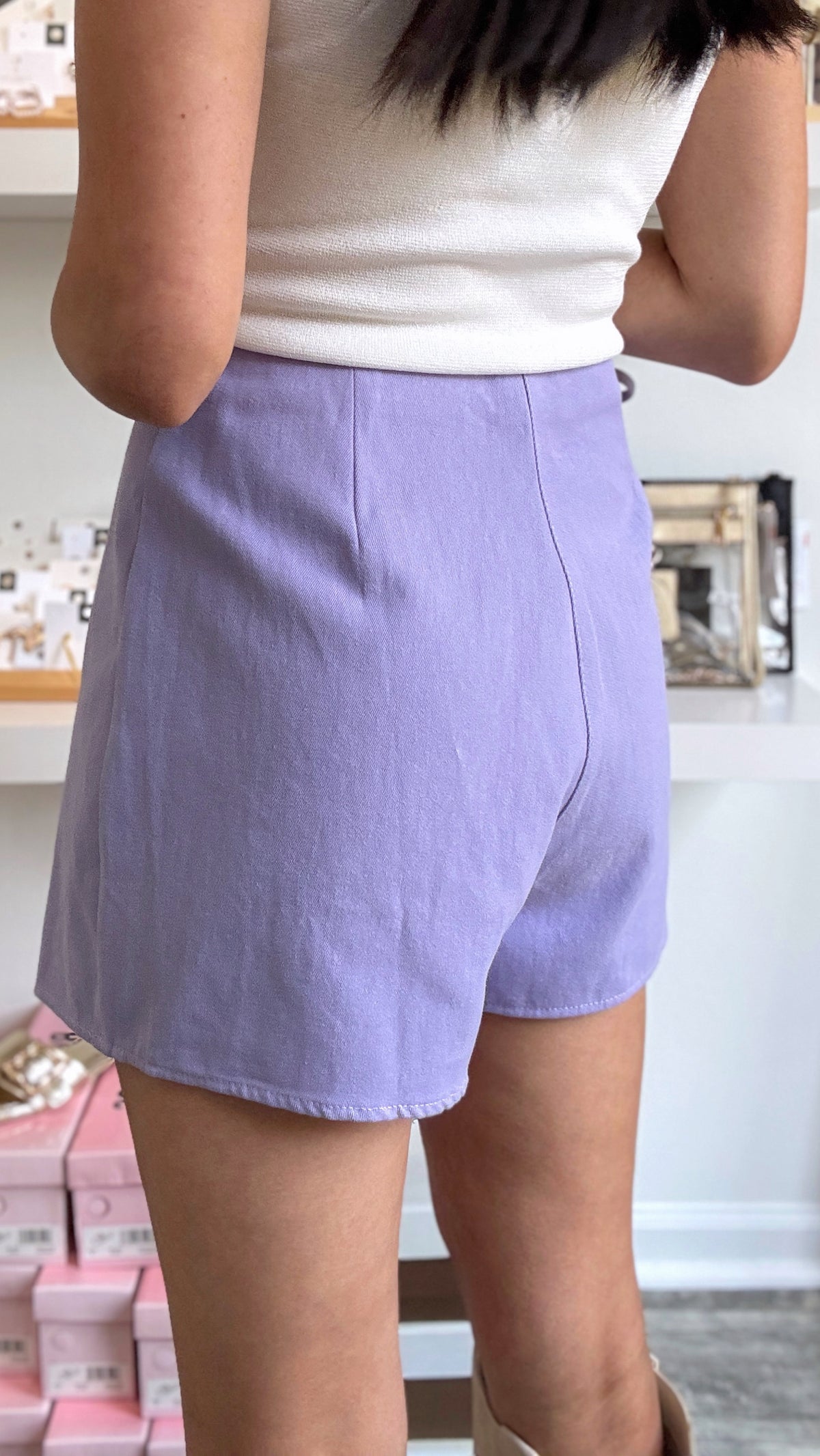 Lavender Denim Wrap Skort