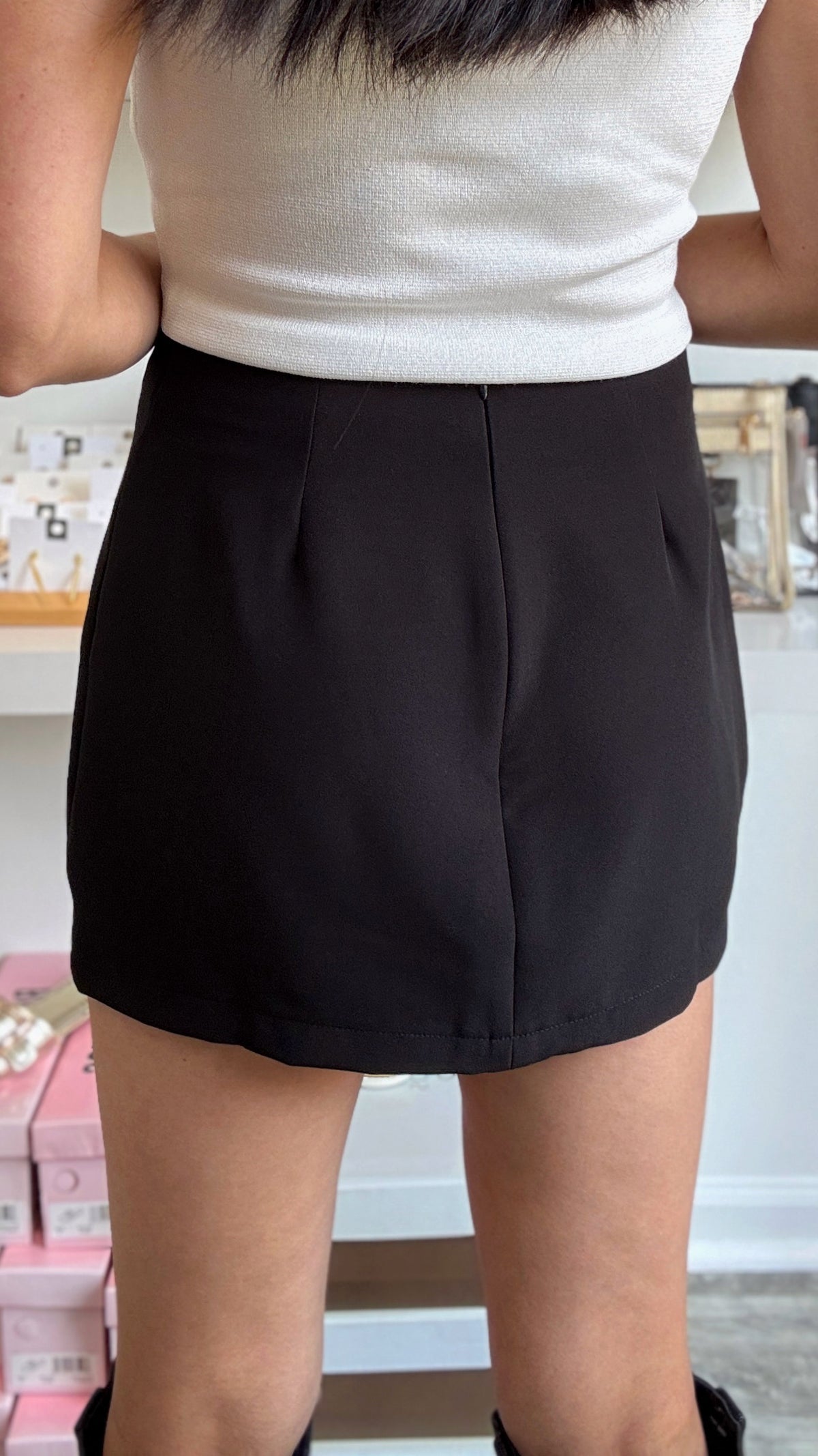 Black Slit Mini Skort