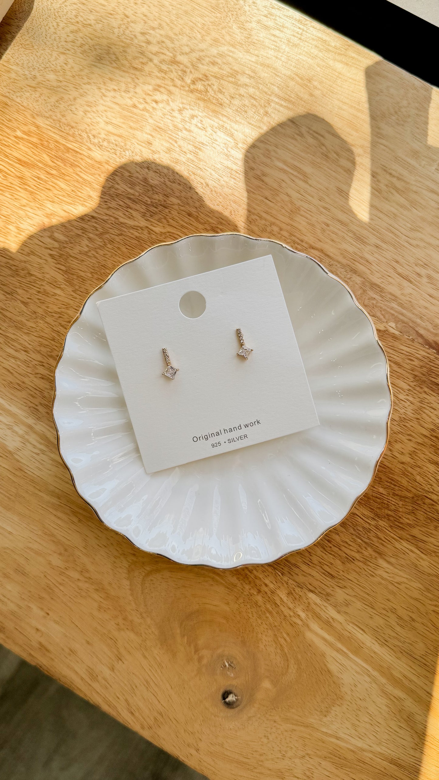 Mini Geometric Zirconia Drop Earrings