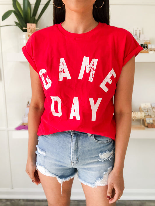 Game Day Cap Sleeve Graphic Tee