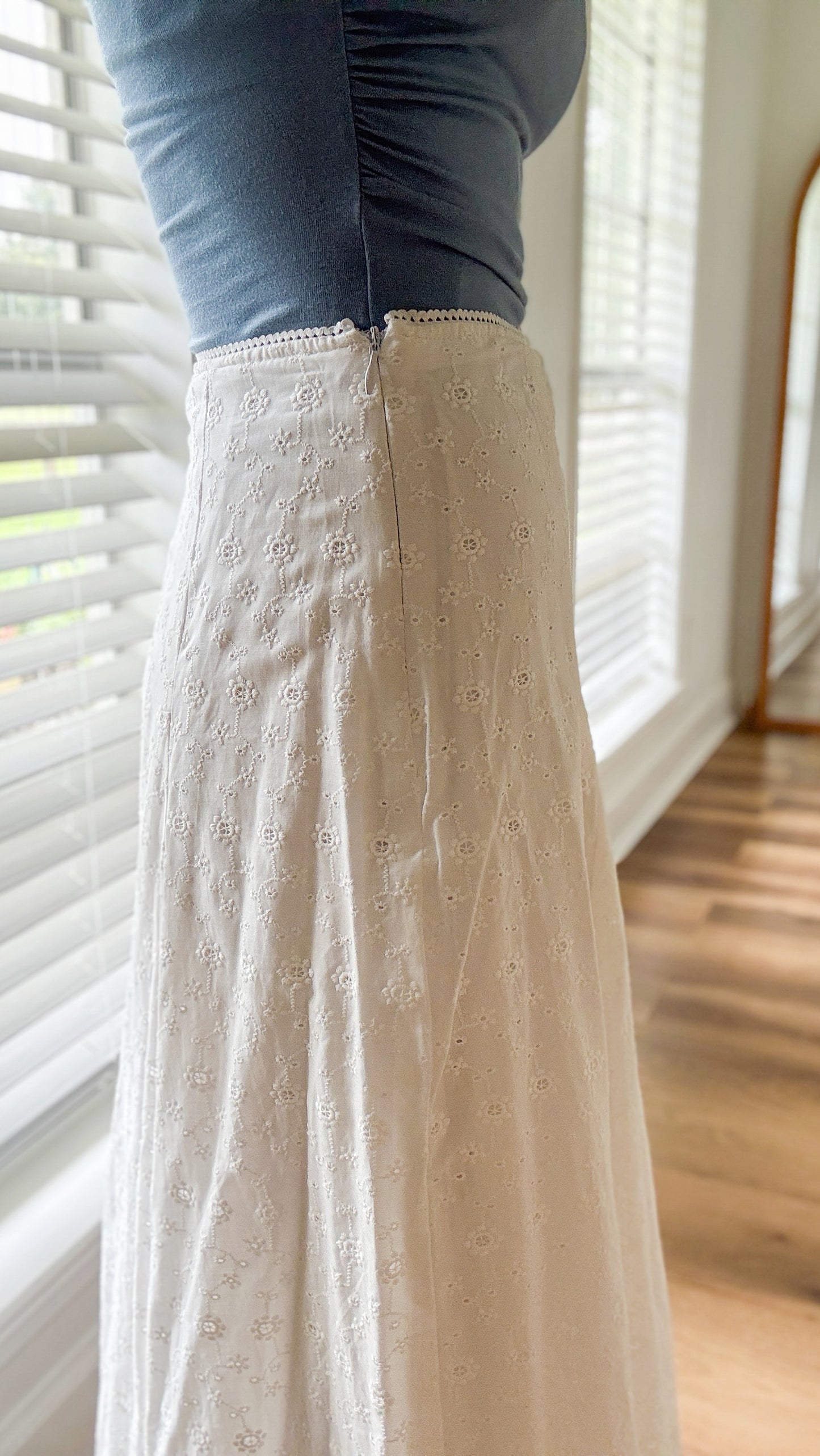 Eyelet Midi Skirt