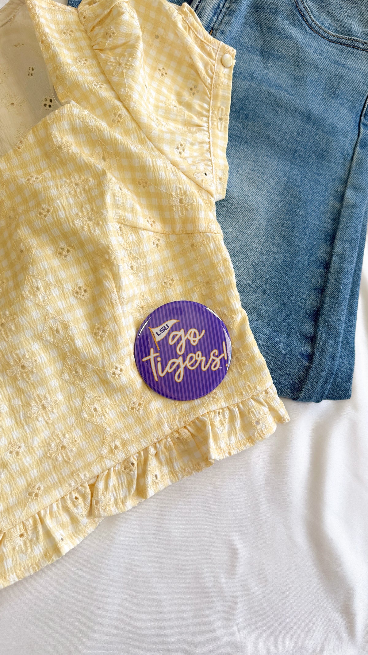 Go Tigers Pinstripe Button