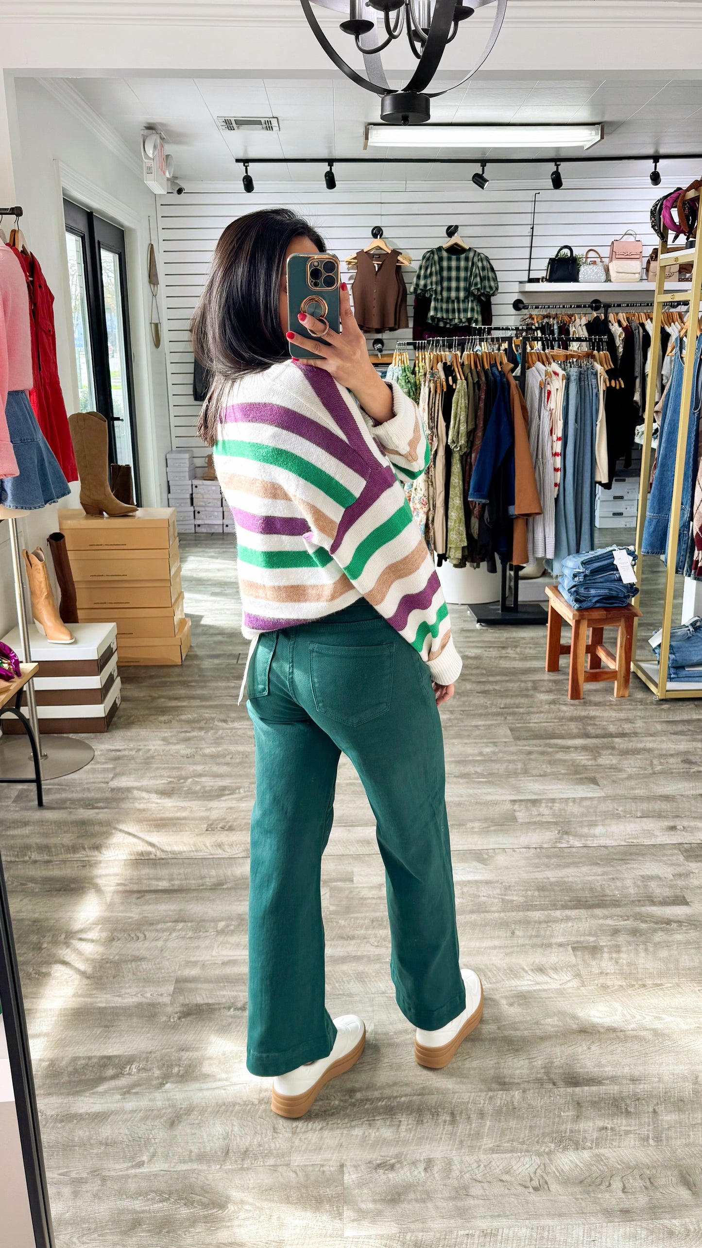 Hunter Green Wide Leg Denim