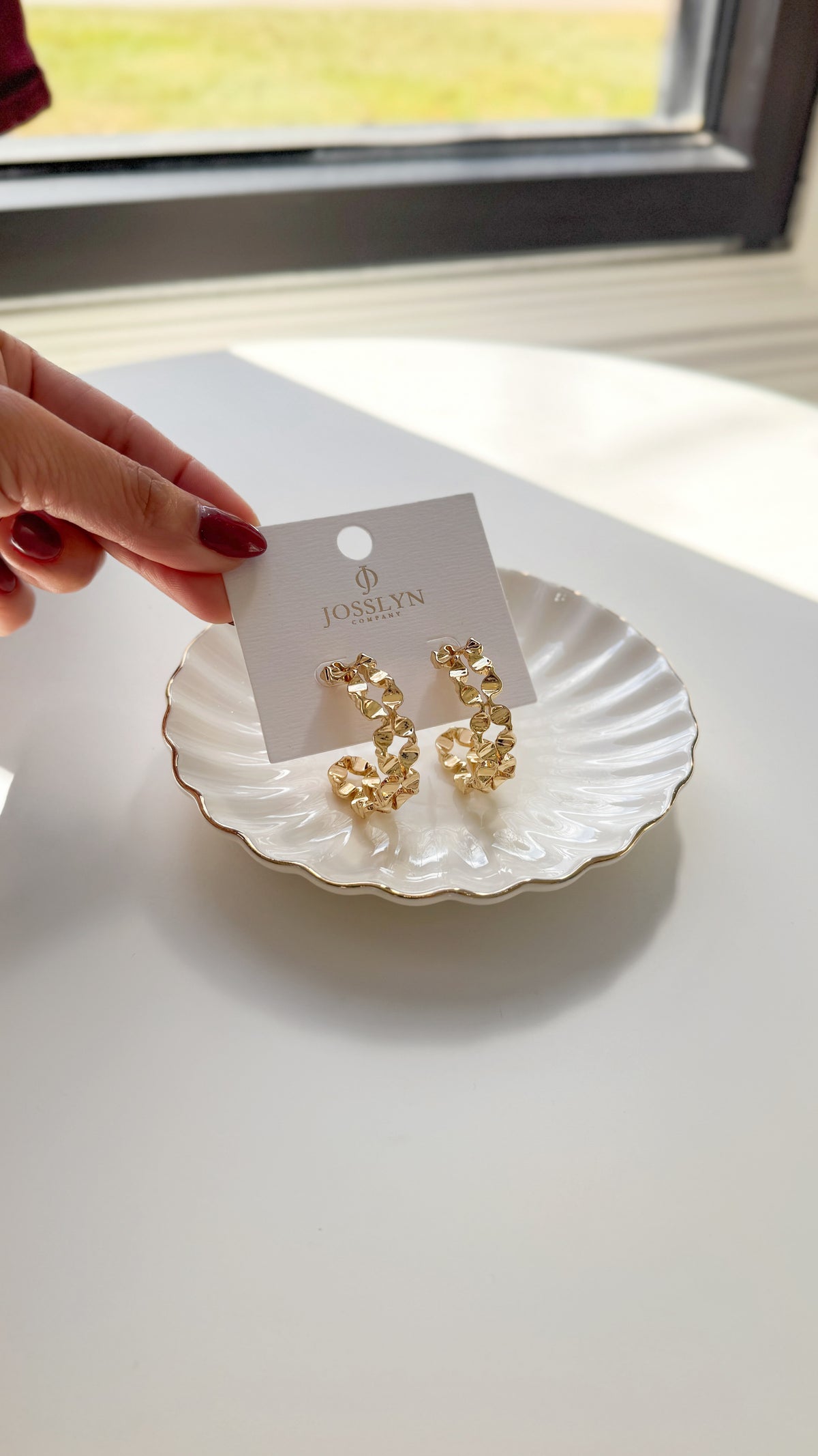 Double Row Hammered Geo Hoop Earrings