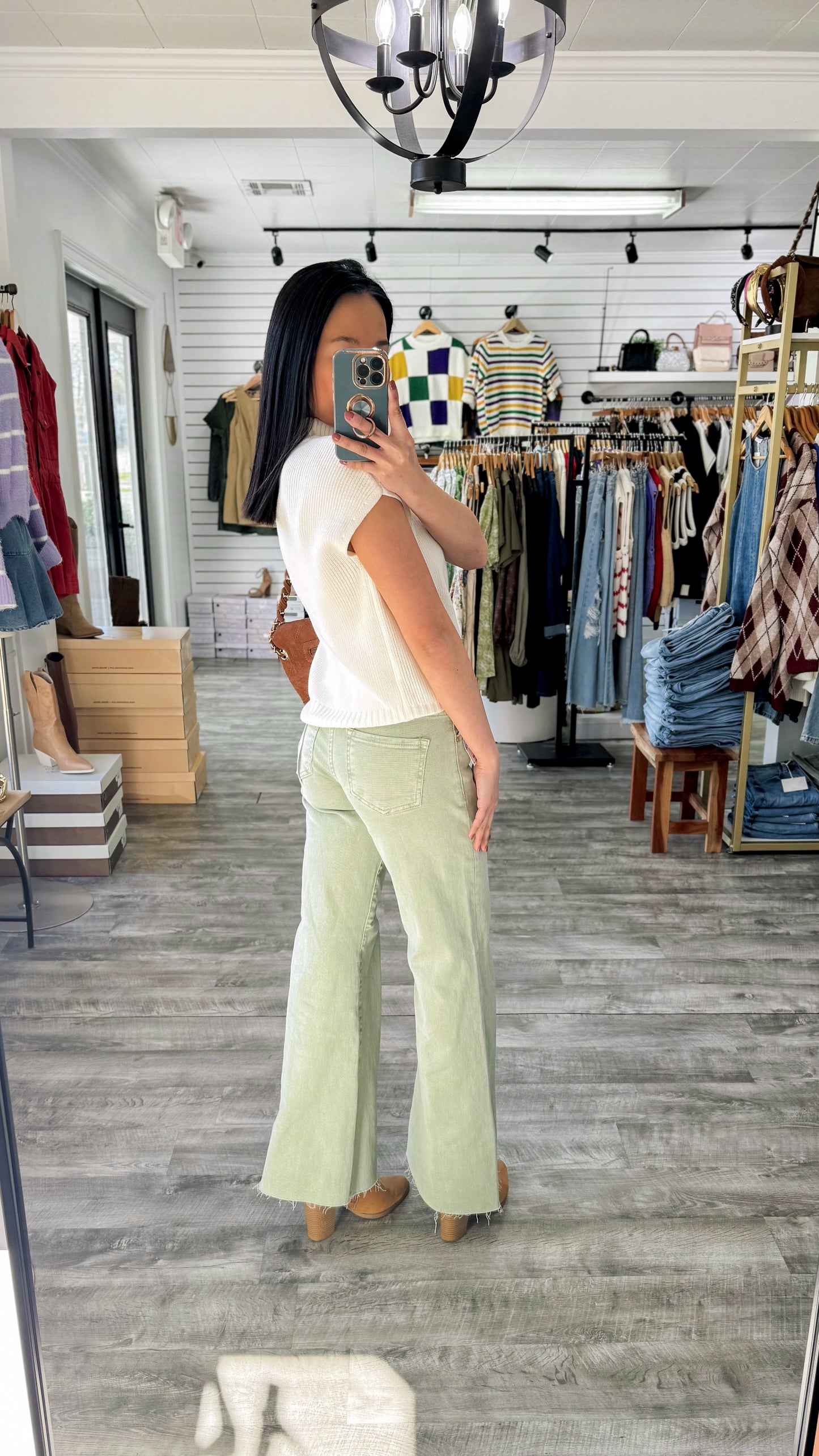 Tummy Control Olive Wide Denim