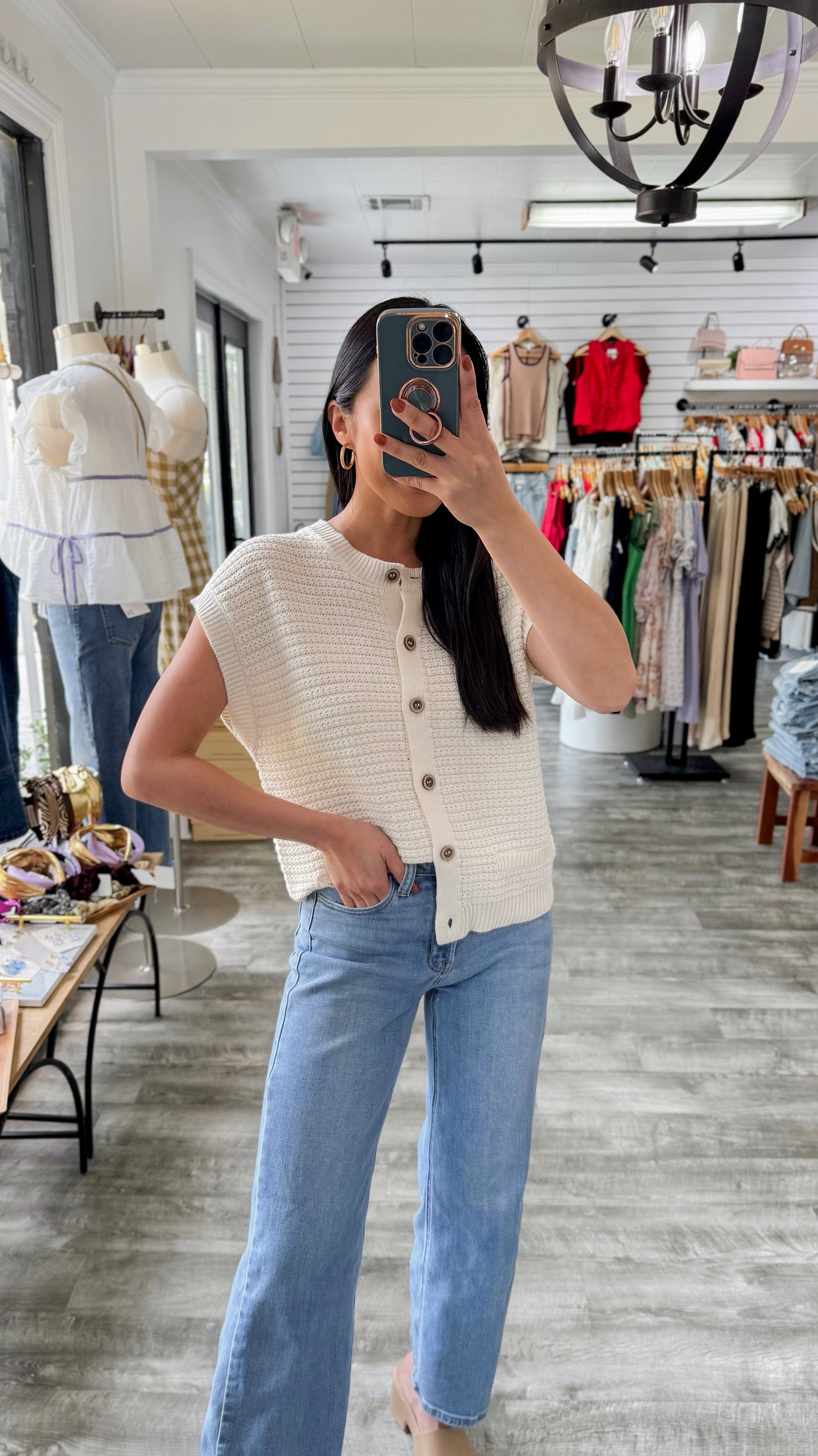 Farrah Cardigan Vest- Cream