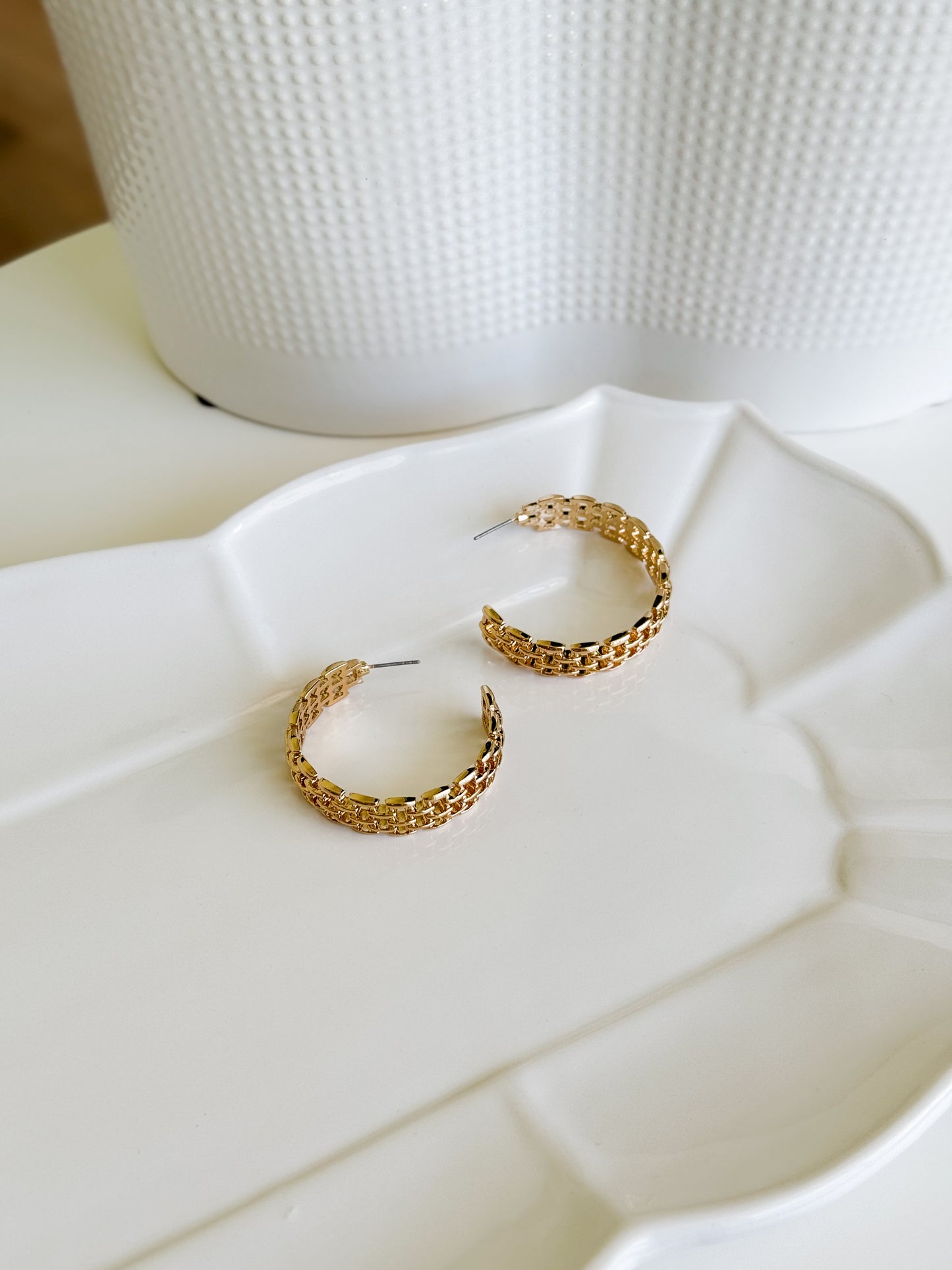 Metallic Chain Hoop Earrings