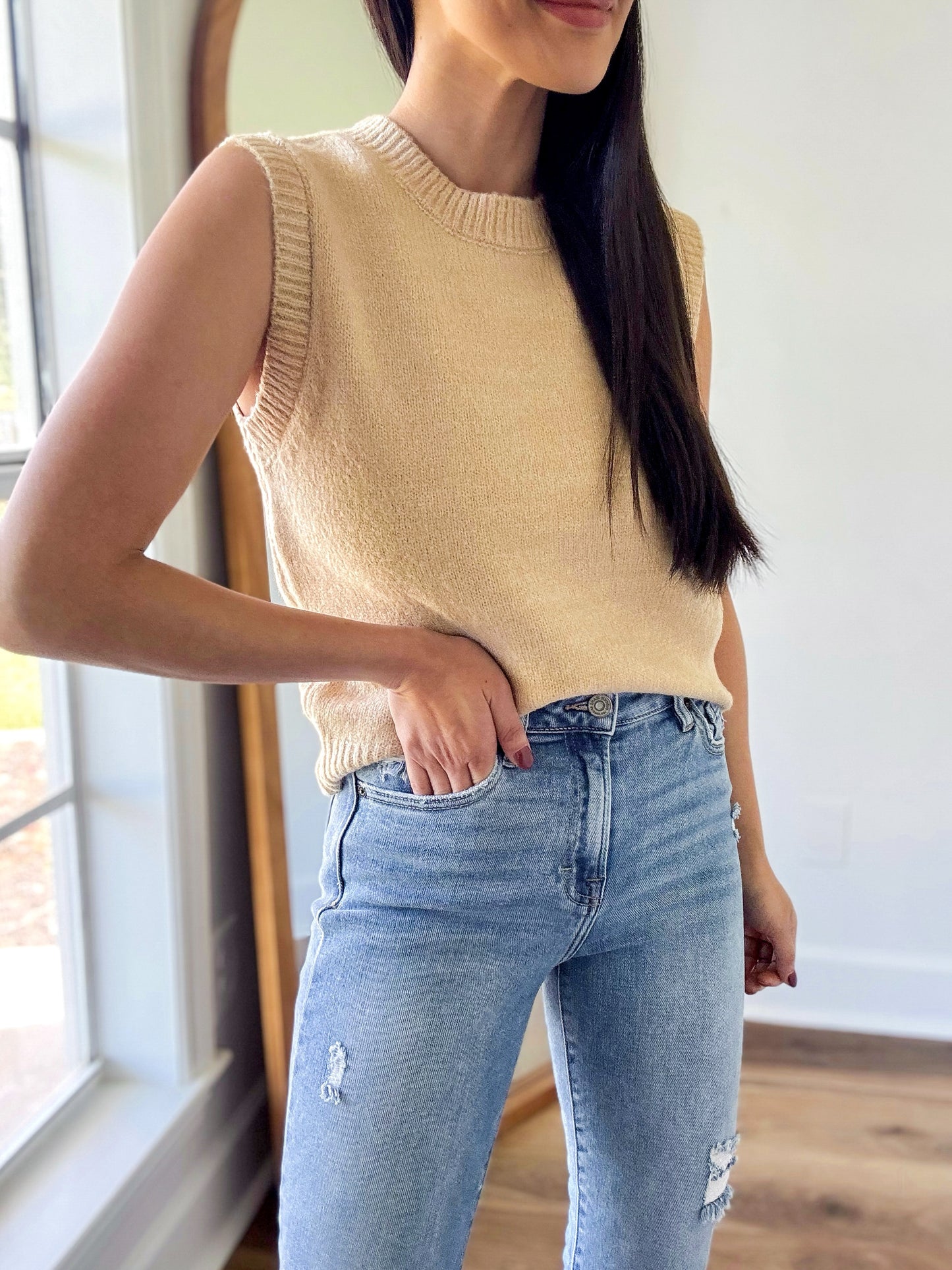 So Easy Sweater Vest- Taupe