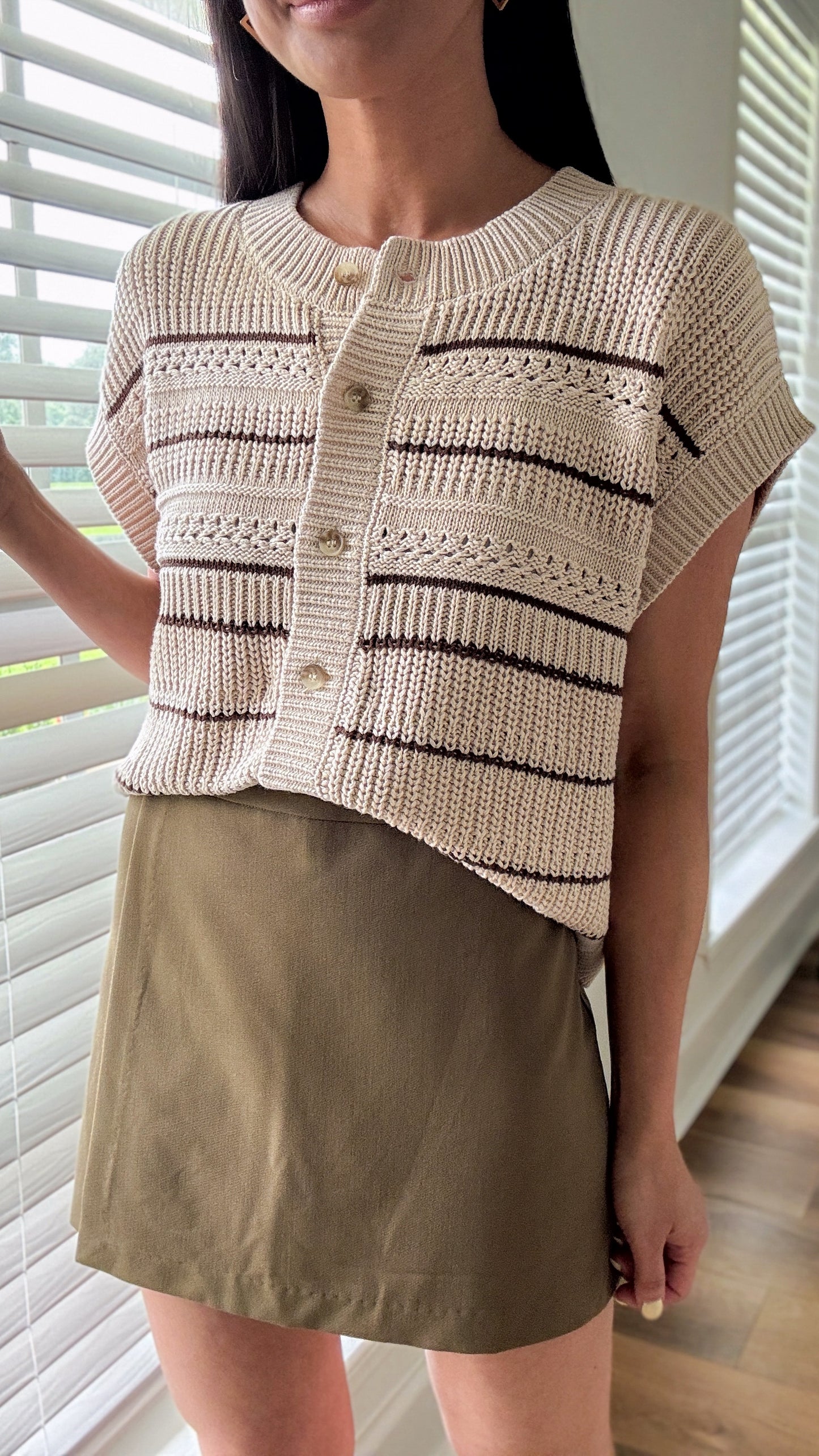 Macy Cardigan Top-Khaki