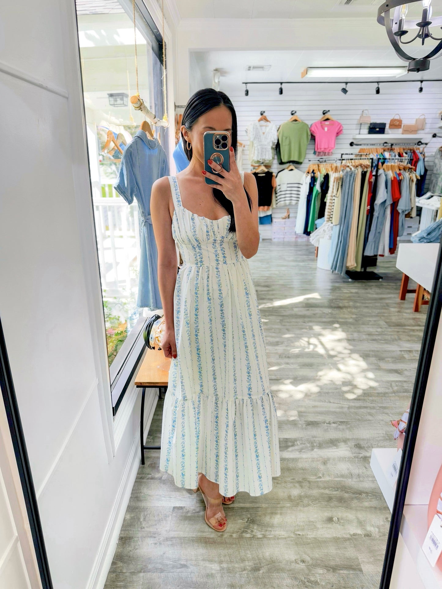 Ditsy Floral Stripe Maxi Dress