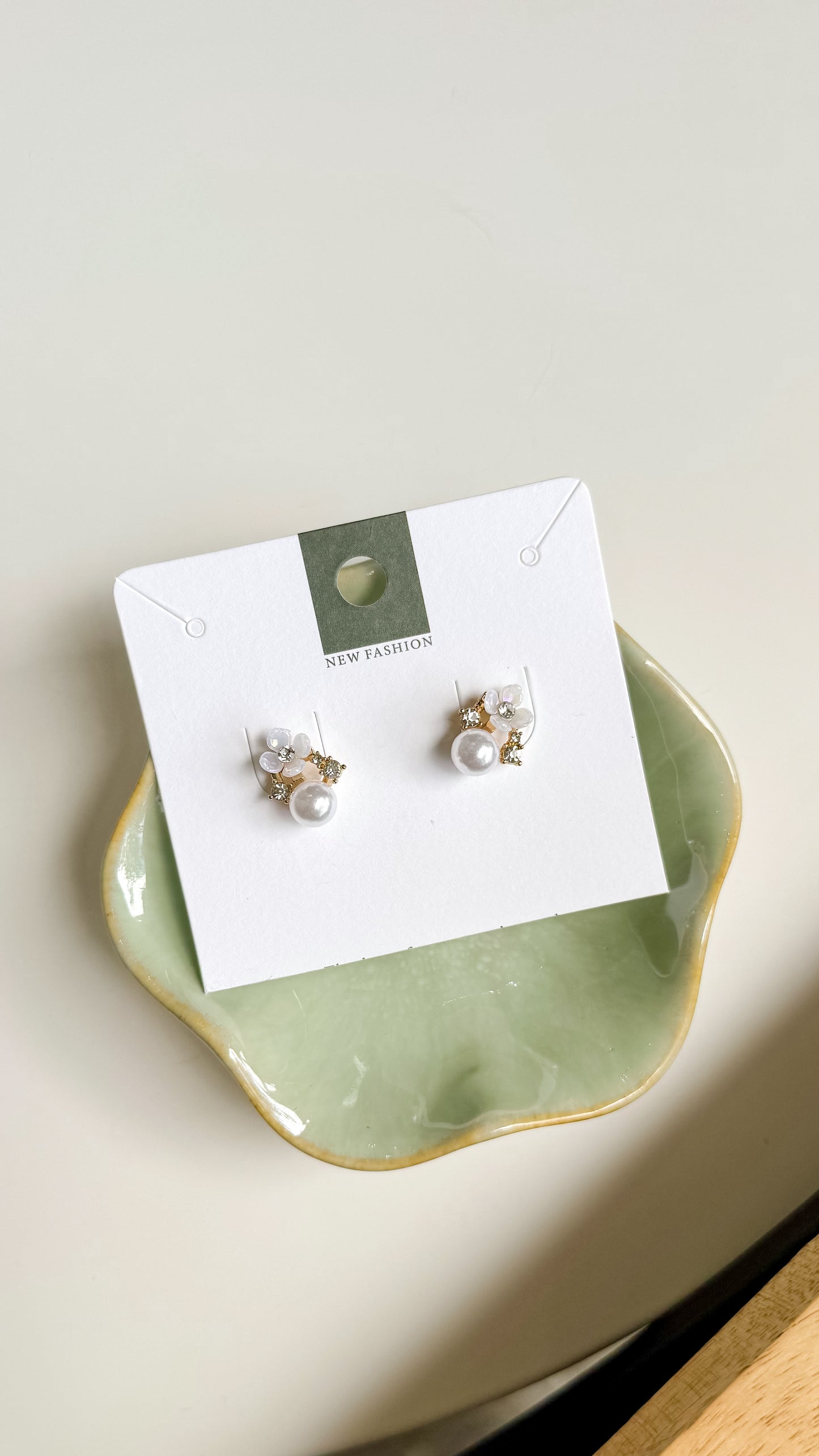 Artistic Floral Pearl Stud Earrings