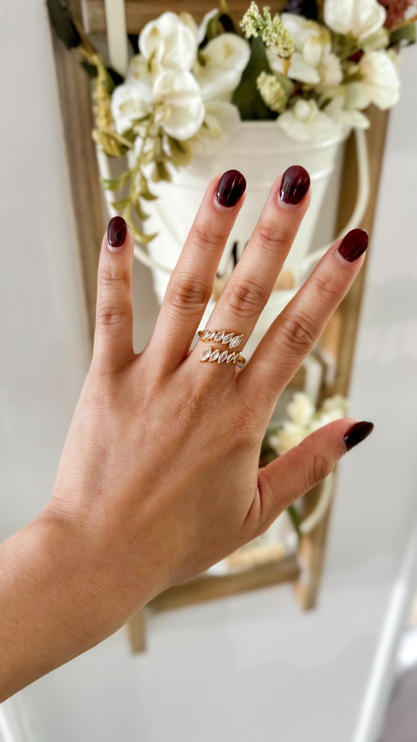 24K Gold Filled Marquise Cz Wrap Claw Ring