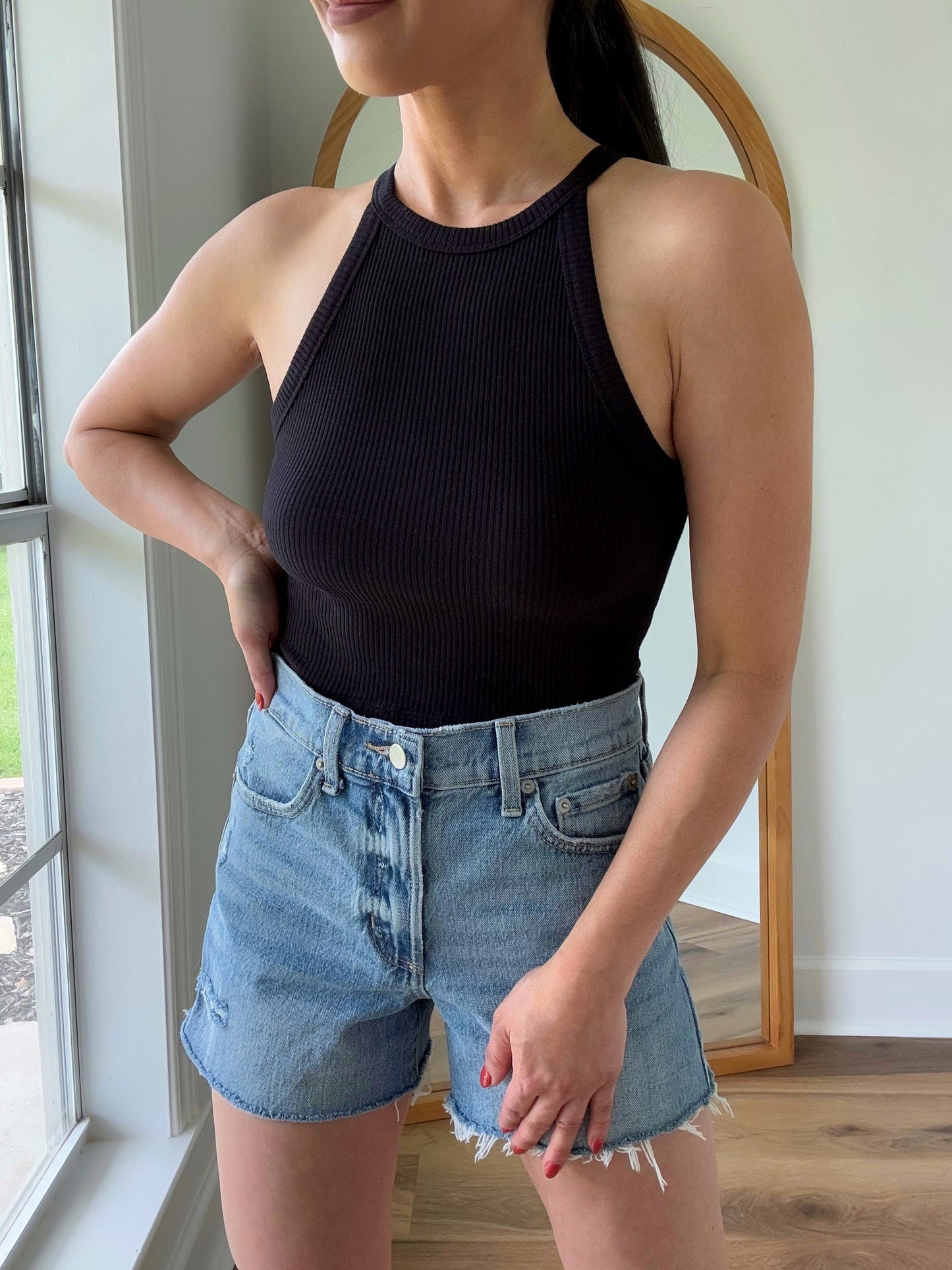 Crop Halter Ribbed Top
