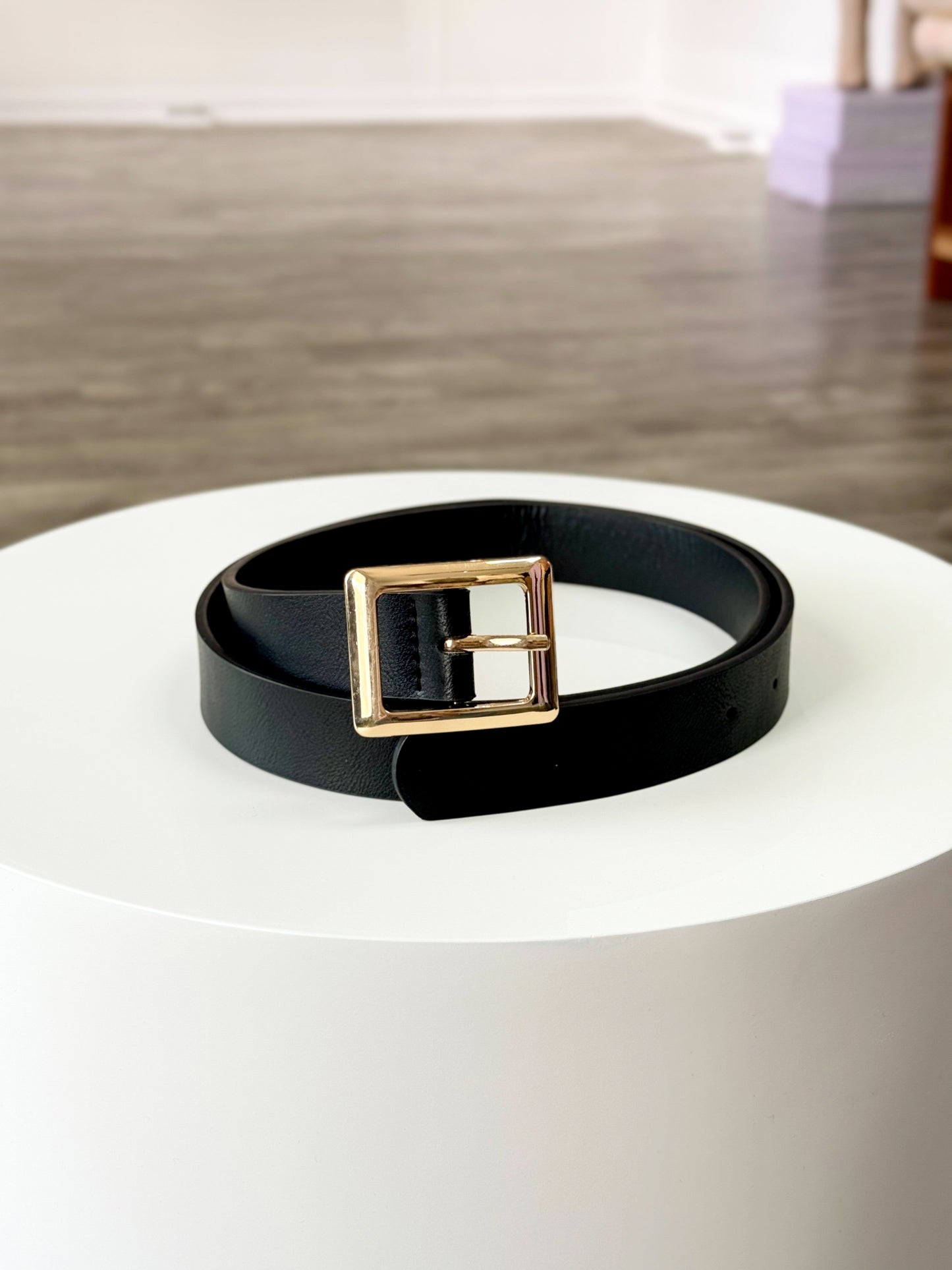 Square Buckle Belt- Black