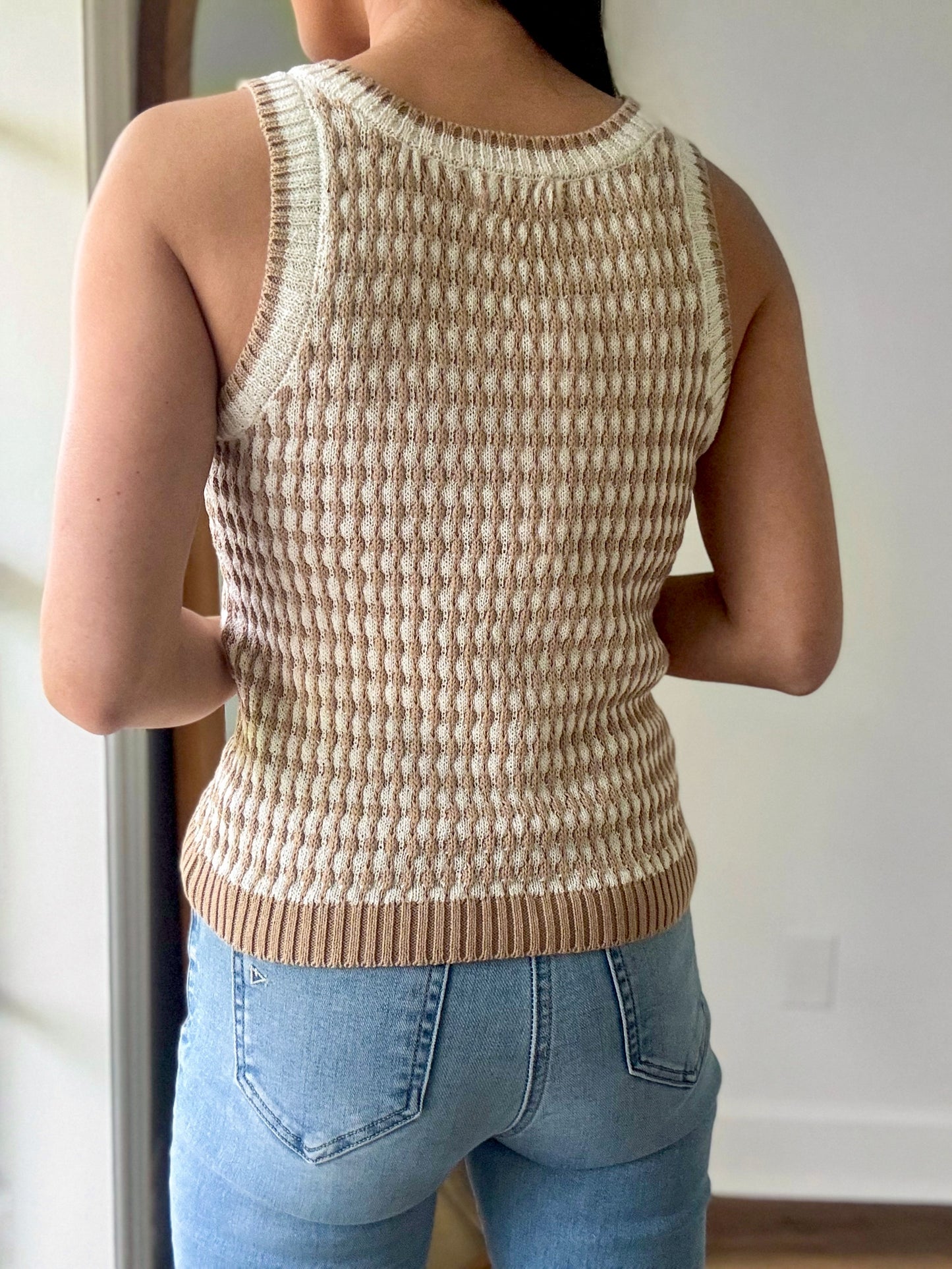 Houndstooth Knit Top