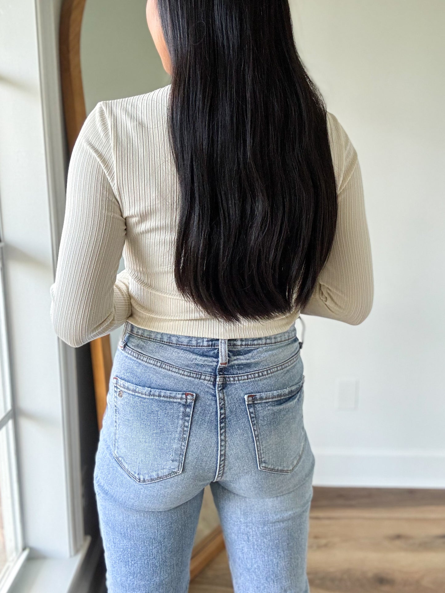 Cream Mock Neck Bodysuit