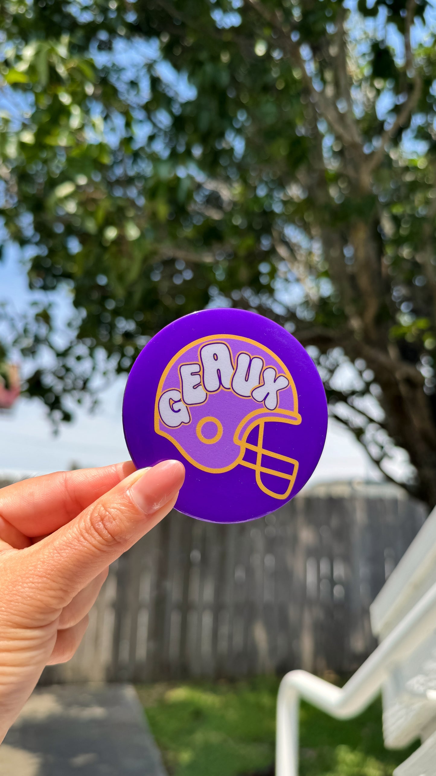 Geaux Helmet Game Day Button- LSU