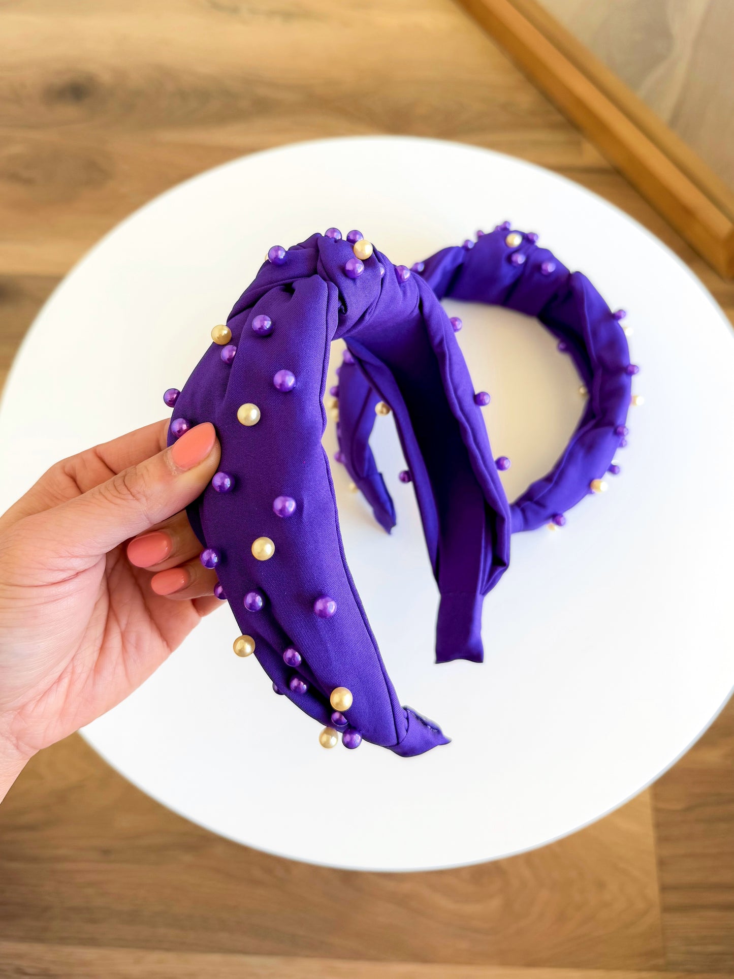 Purple & Gold Pearl Headband