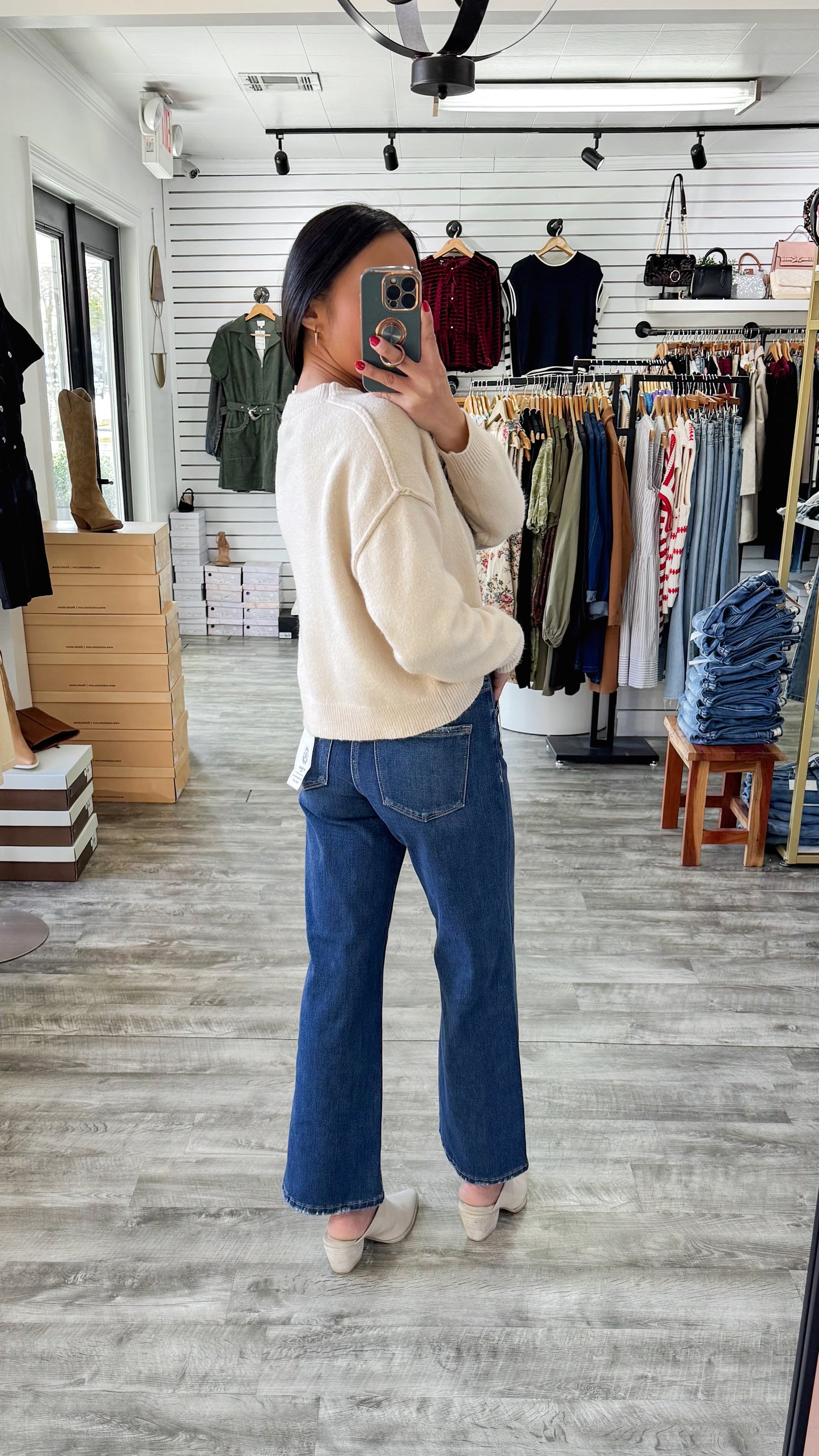 4-Way Stretch Crop Wide Denim