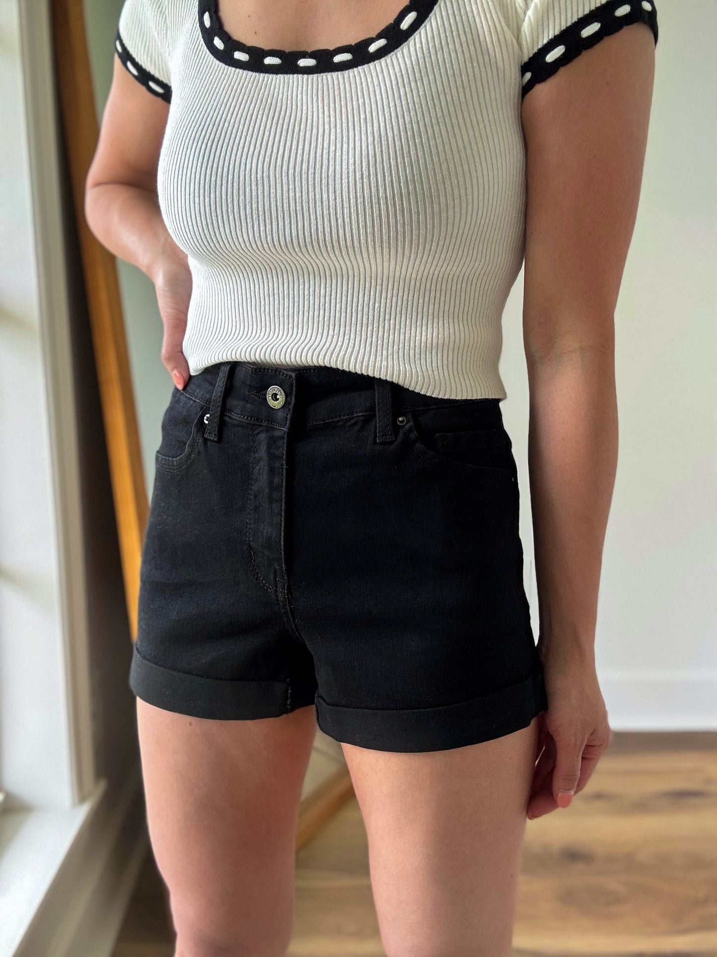 Repreve Black Denim Shorts