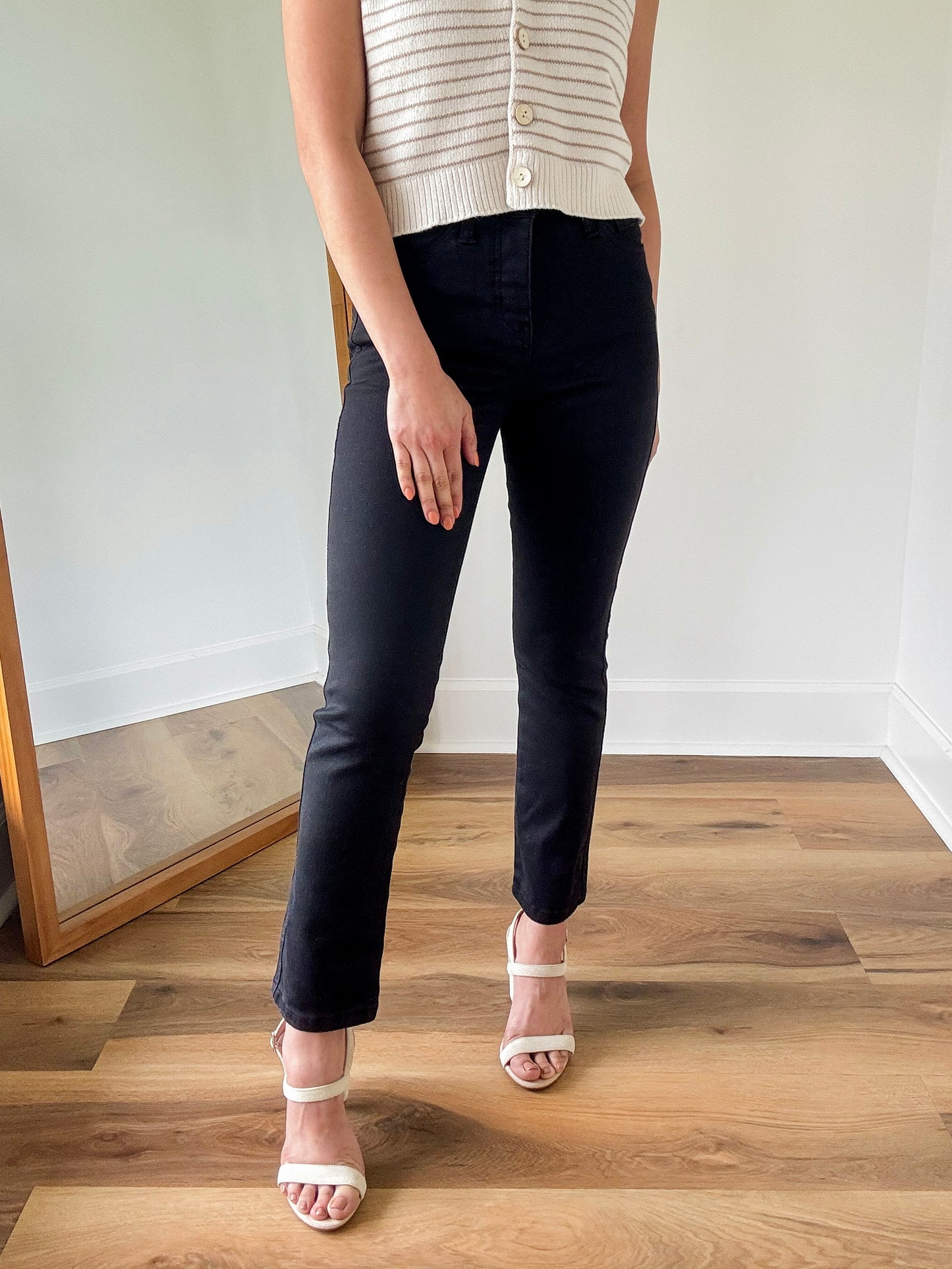 Hidden Button Straight Denim