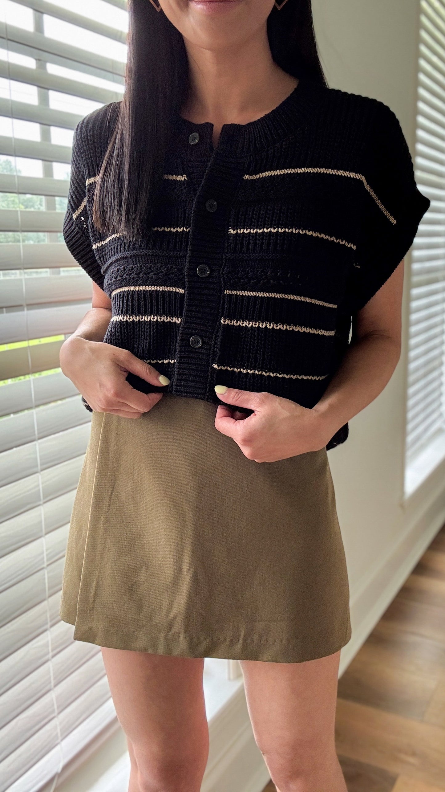 Macy Cardigan Top-Black